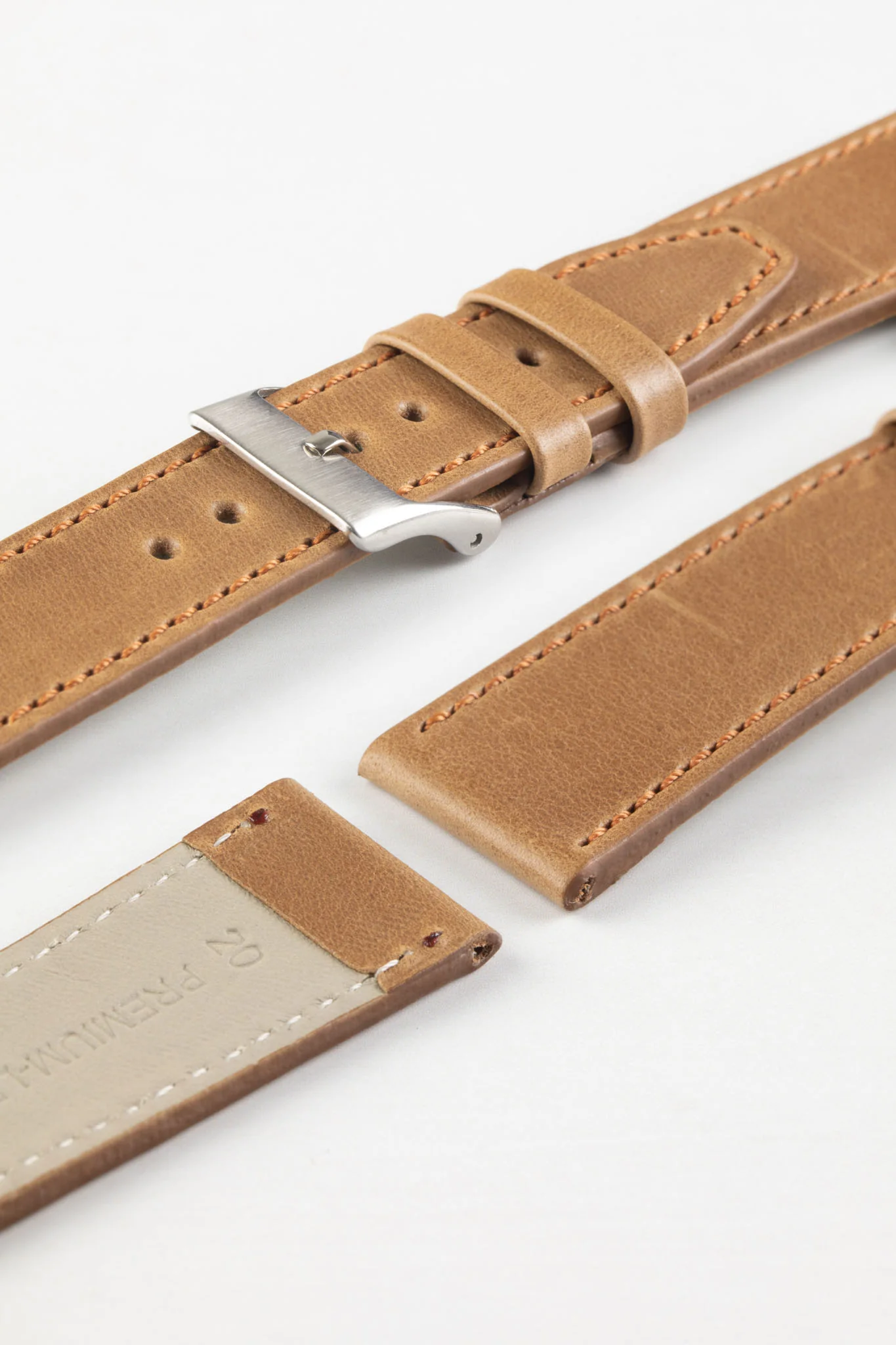 Pebro RUSTIC Vintage Leather Watch Strap in TAWNY BROWN - Image 4