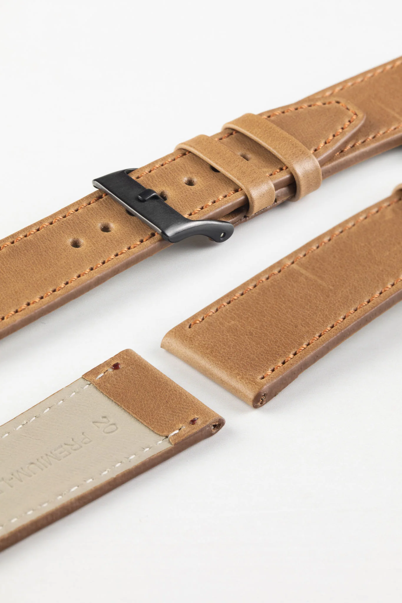 Pebro RUSTIC Vintage Leather Watch Strap in TAWNY BROWN - Image 6