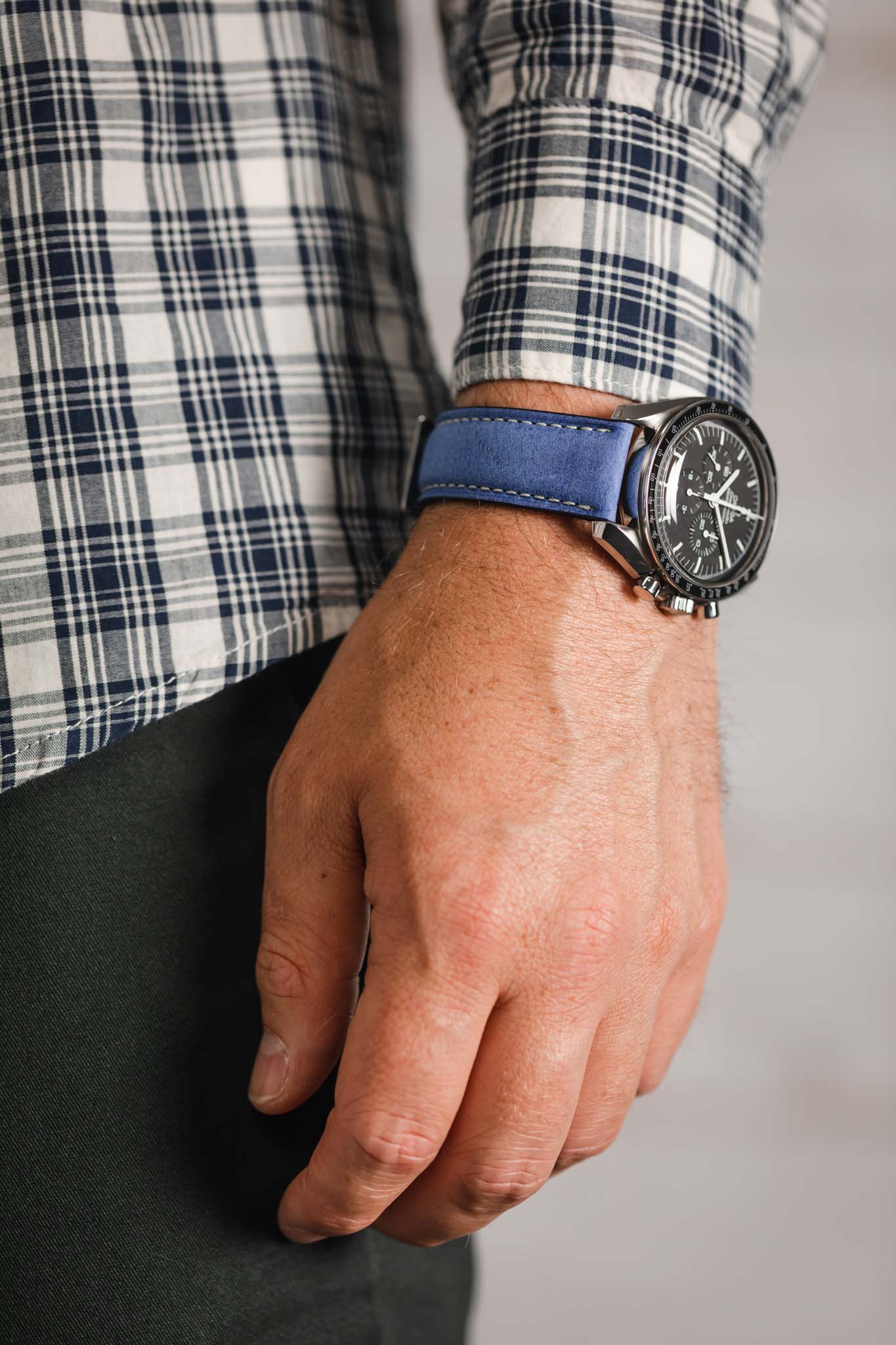 Pebro SAVANNAH Genuine Antelope Leather Watch Strap in BLUE - Image 6