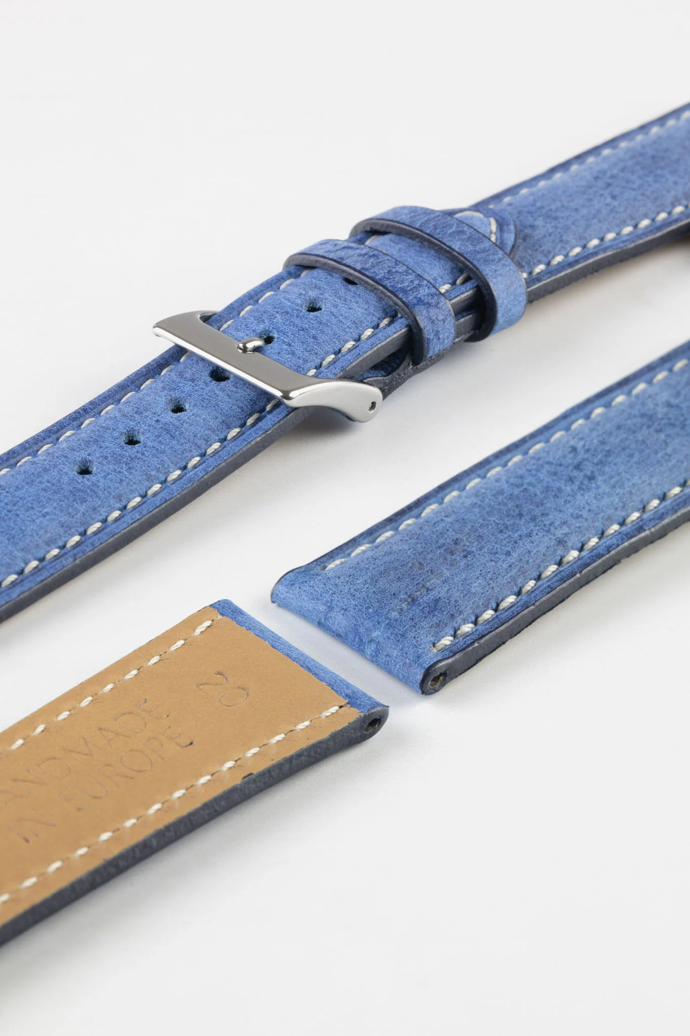 Pebro SAVANNAH Genuine Antelope Leather Watch Strap in BLUE - Image 7