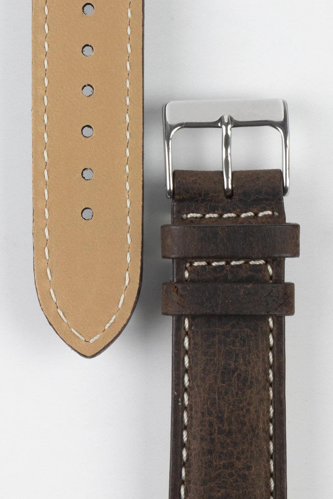 Pebro SAVANNAH Genuine Antelope Leather Watch Strap in DARK BROWN - Image 3