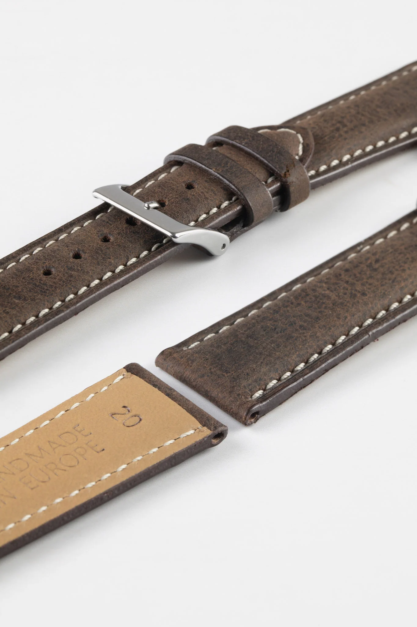 Pebro SAVANNAH Genuine Antelope Leather Watch Strap in DARK BROWN - Image 7