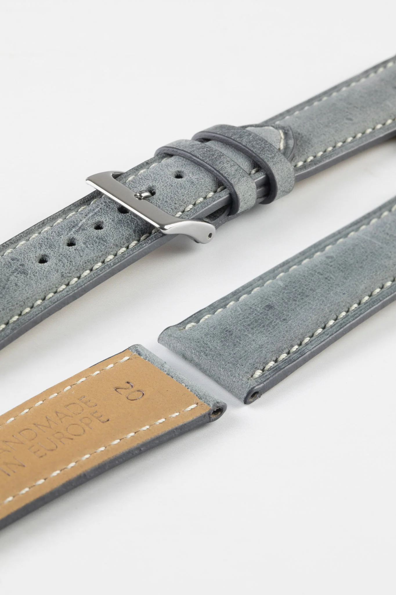 Pebro SAVANNAH Genuine Antelope Leather Watch Strap in GREY - Image 7