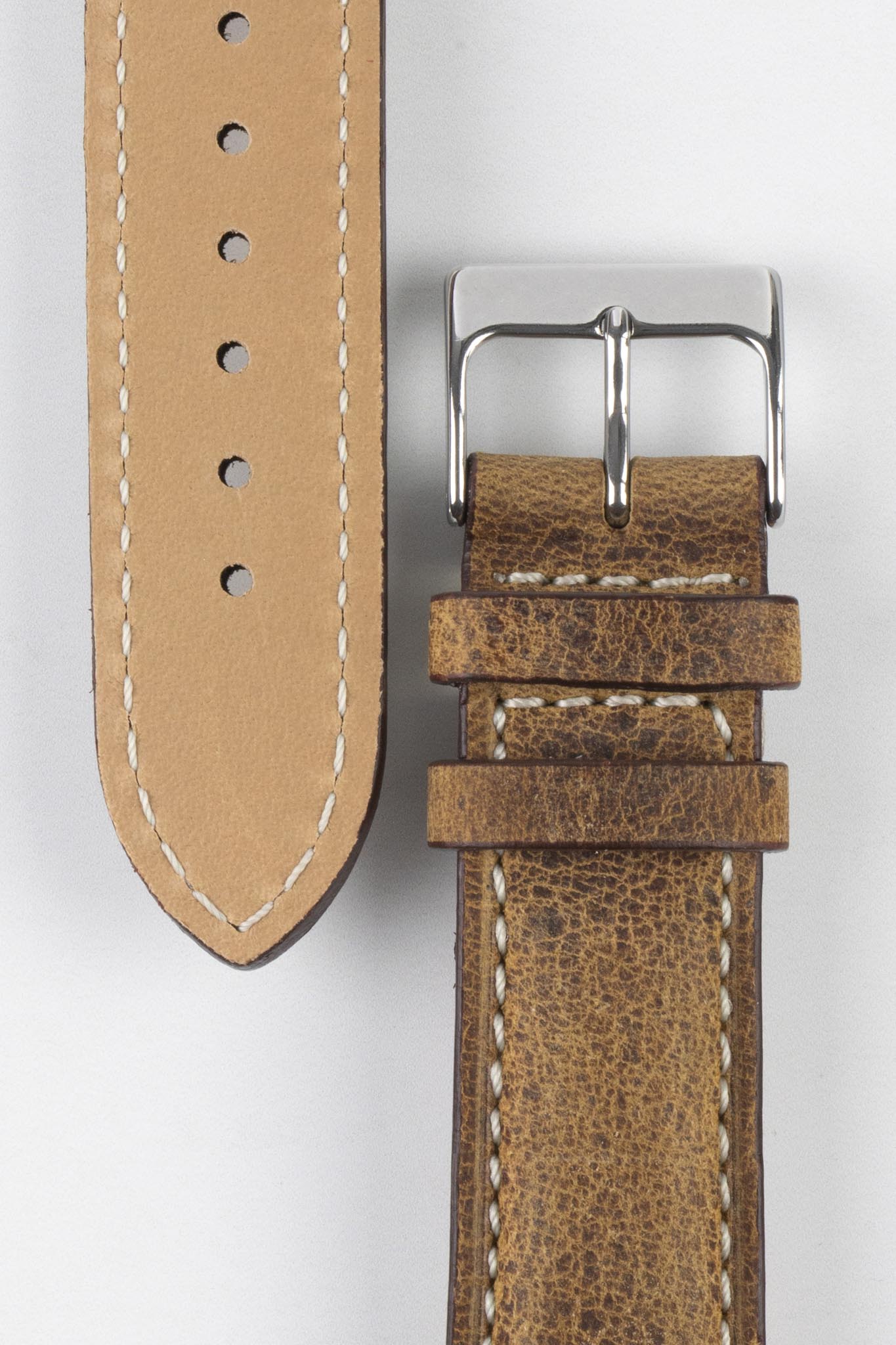 Pebro SAVANNAH Genuine Antelope Leather Watch Strap in MUSTARD BROWN - Image 3