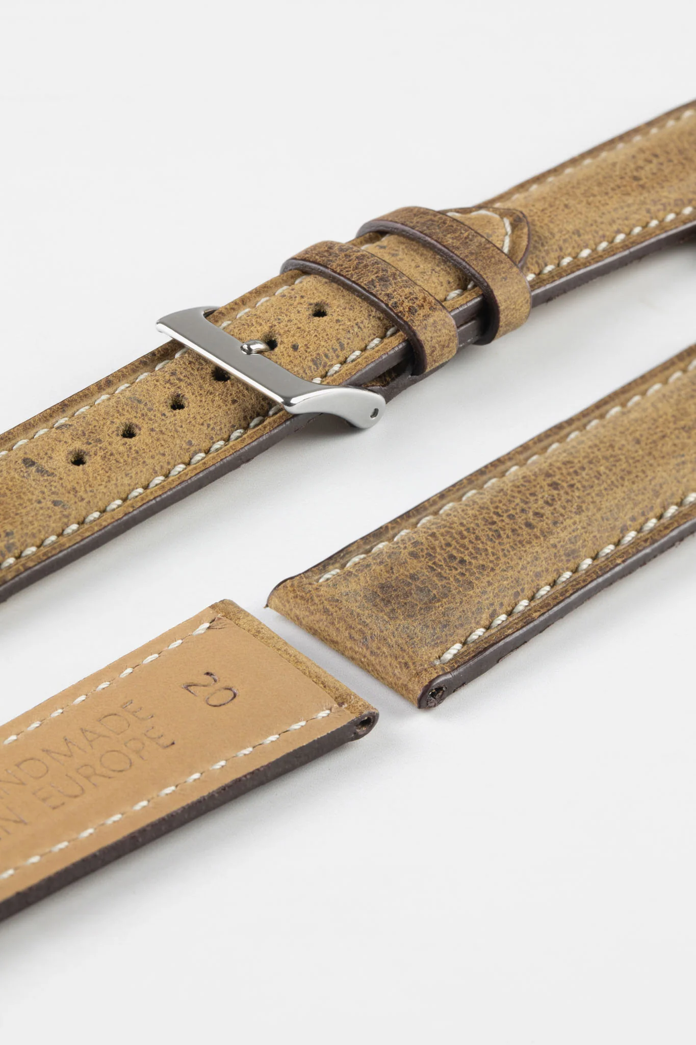 Pebro SAVANNAH Genuine Antelope Leather Watch Strap in MUSTARD BROWN - Image 6