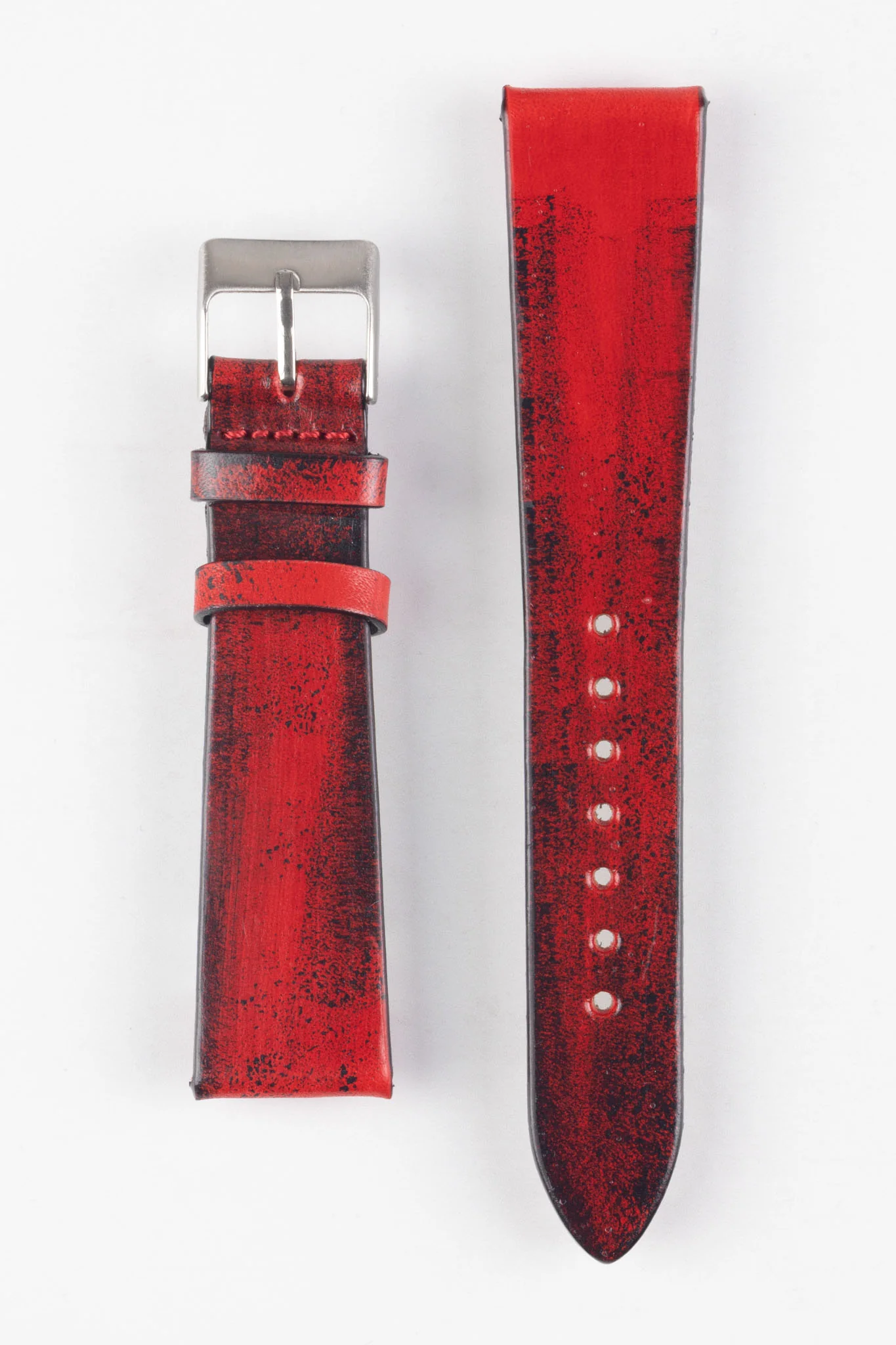 Pebro VENEER Lacquered Vintage Leather Watch Strap in RED - Image 9