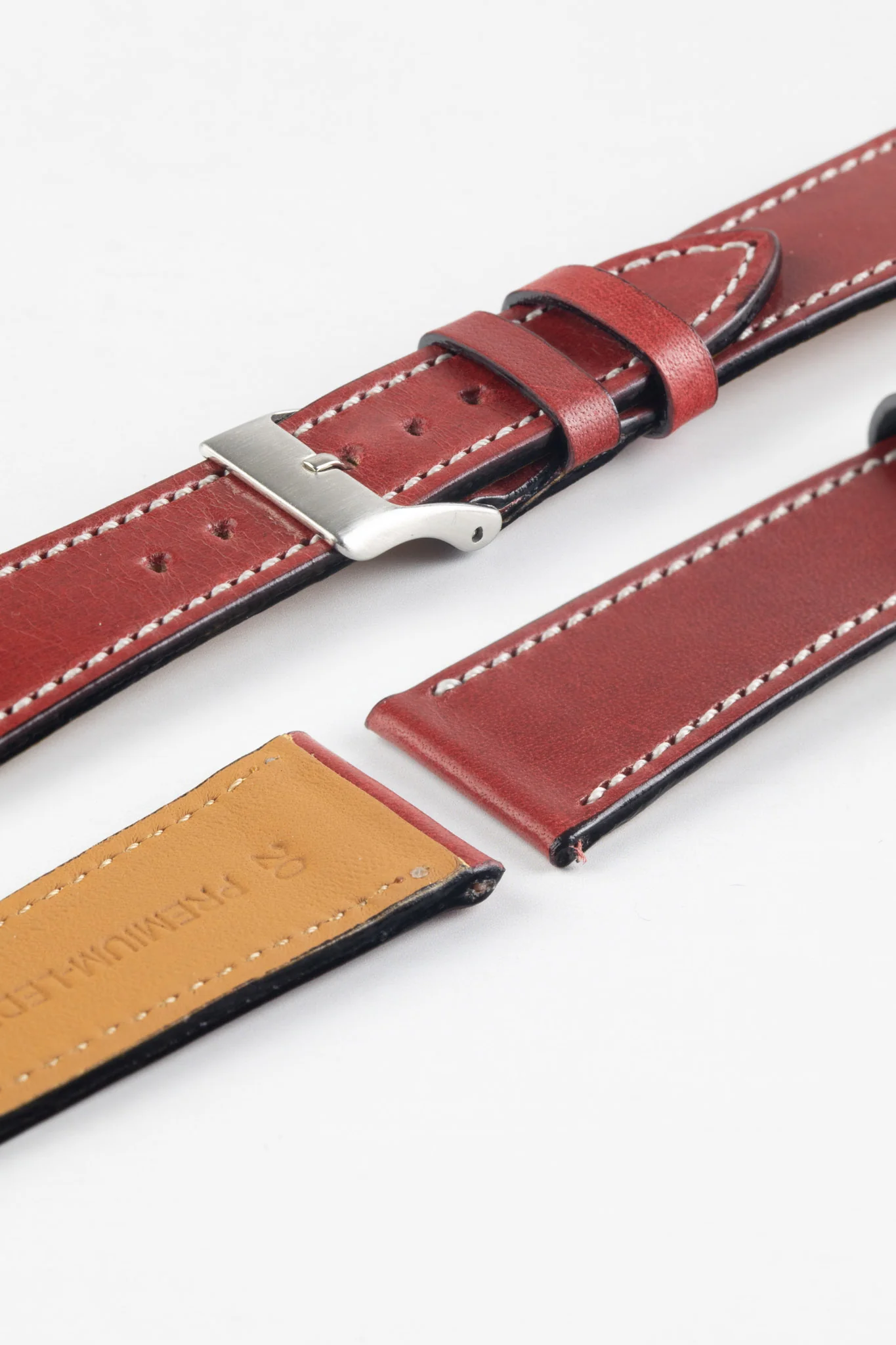 Pebro VIBRANT Genuine Leather Watch Strap in BURGUNDY - Image 6