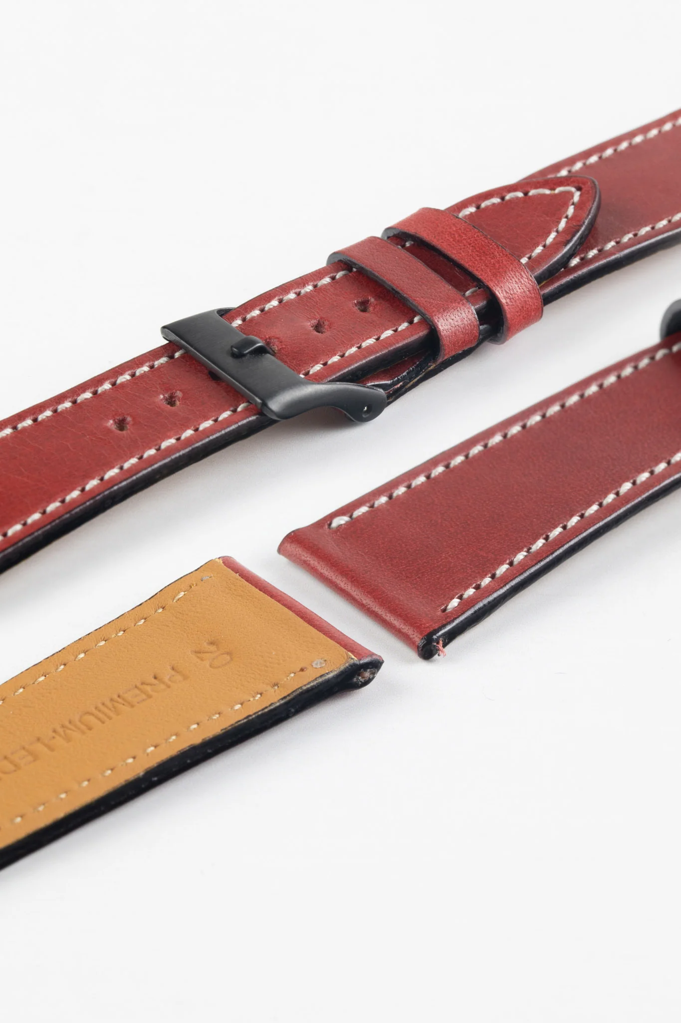 Pebro VIBRANT Genuine Leather Watch Strap in BURGUNDY - Image 8