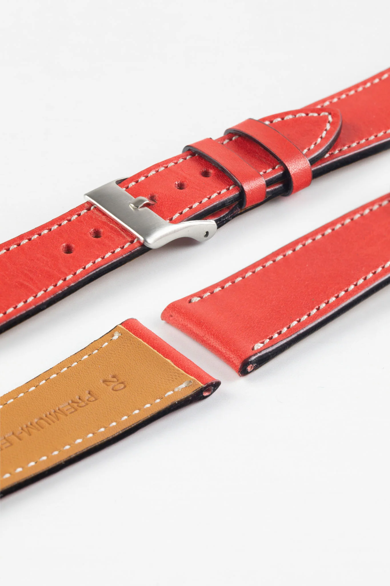 Pebro VIBRANT Genuine Leather Watch Strap in RED - Image 6