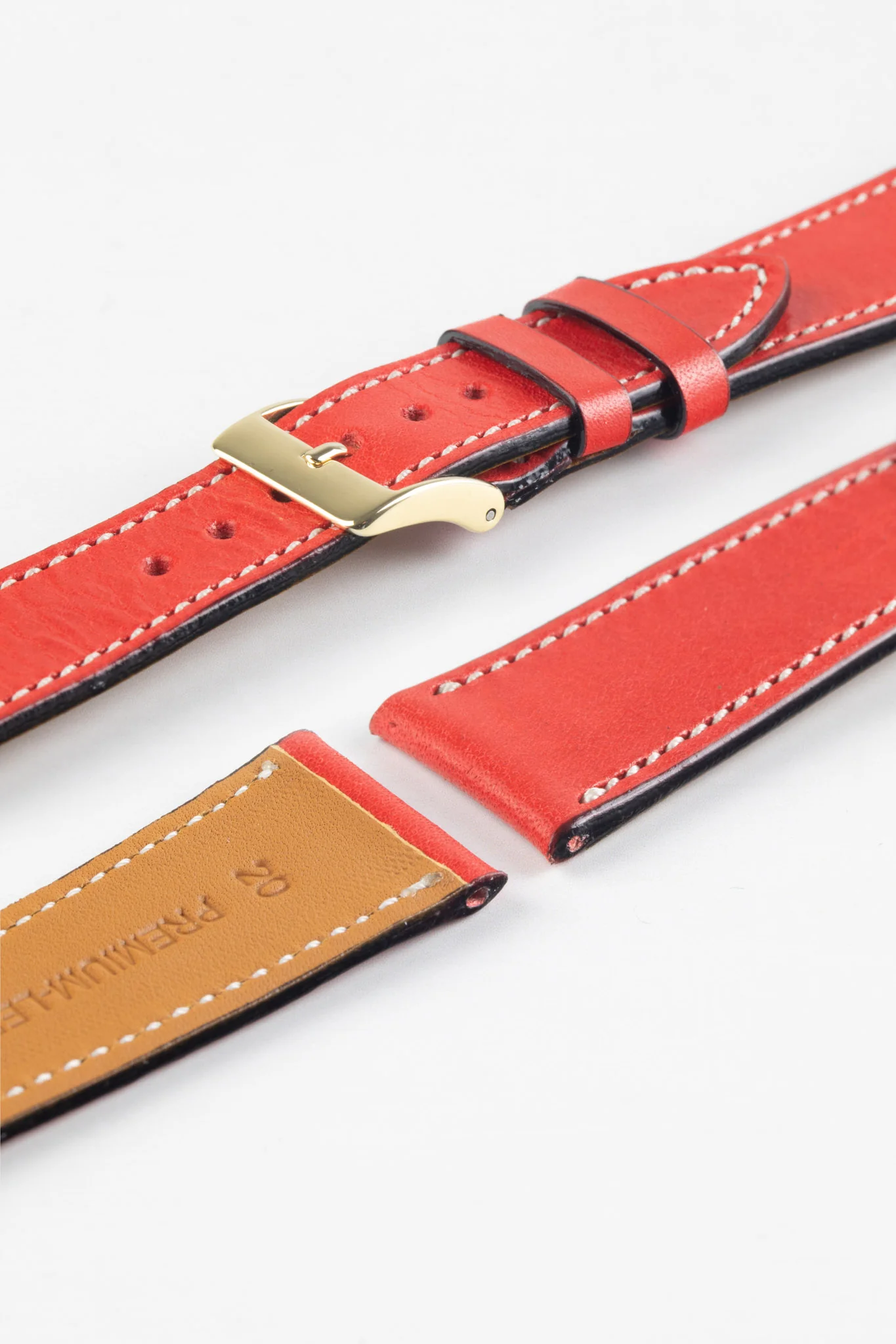 Pebro VIBRANT Genuine Leather Watch Strap in RED - Image 7