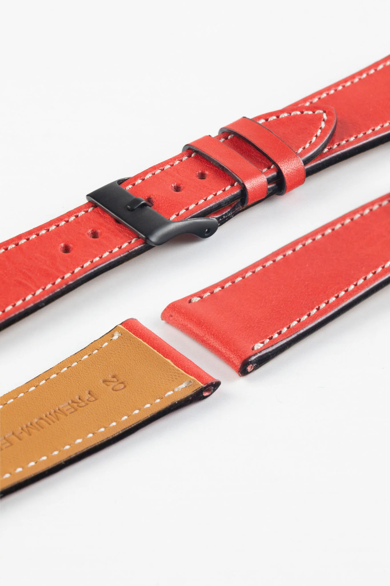 Pebro VIBRANT Genuine Leather Watch Strap in RED - Image 8