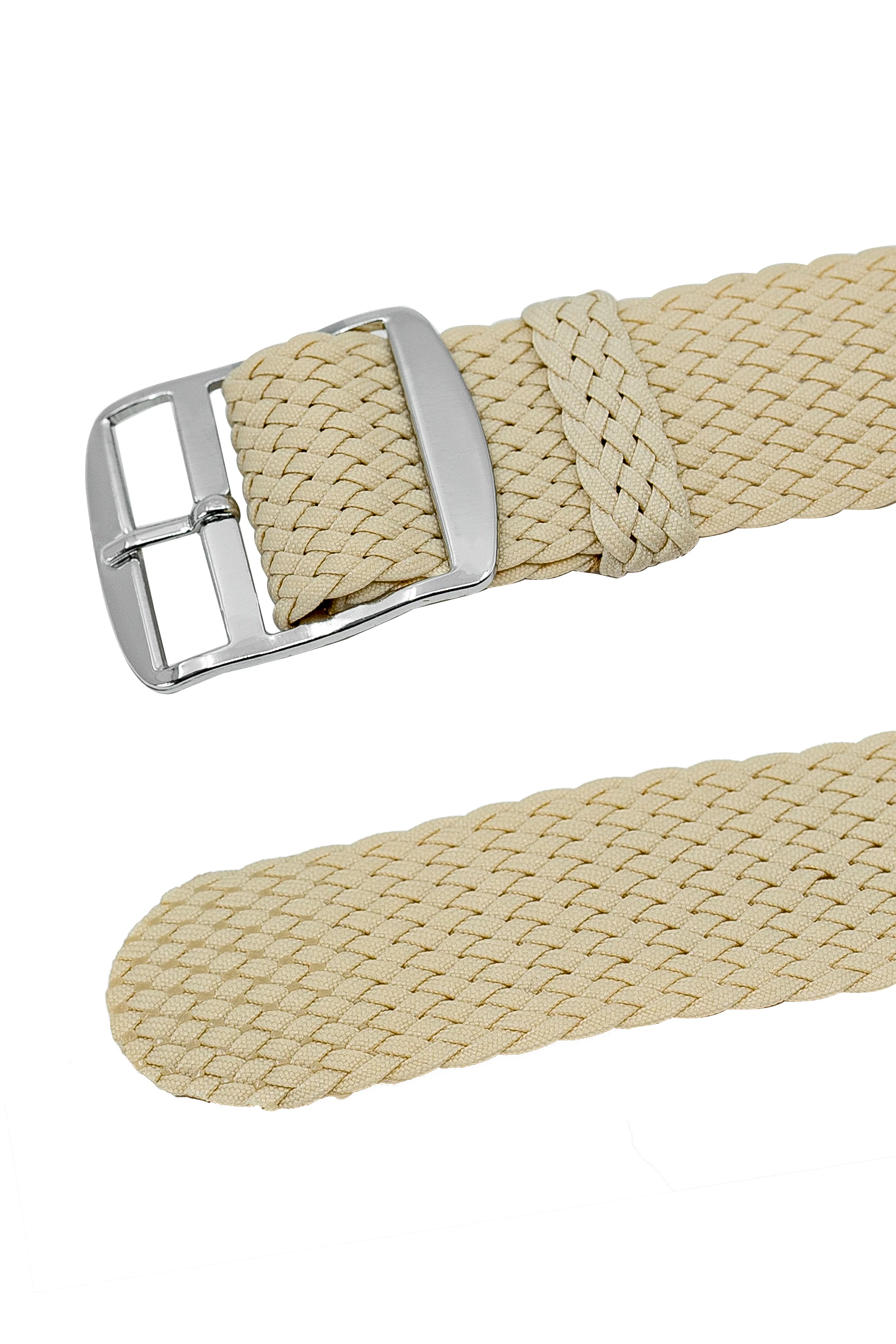 PERLON Braided One Piece Watch Strap & Buckle in BEIGE - Image 4