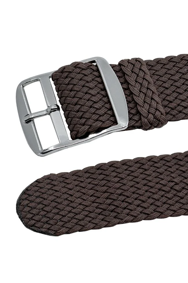 PERLON Braided One Piece Watch Strap & Buckle in BROWN - Image 3