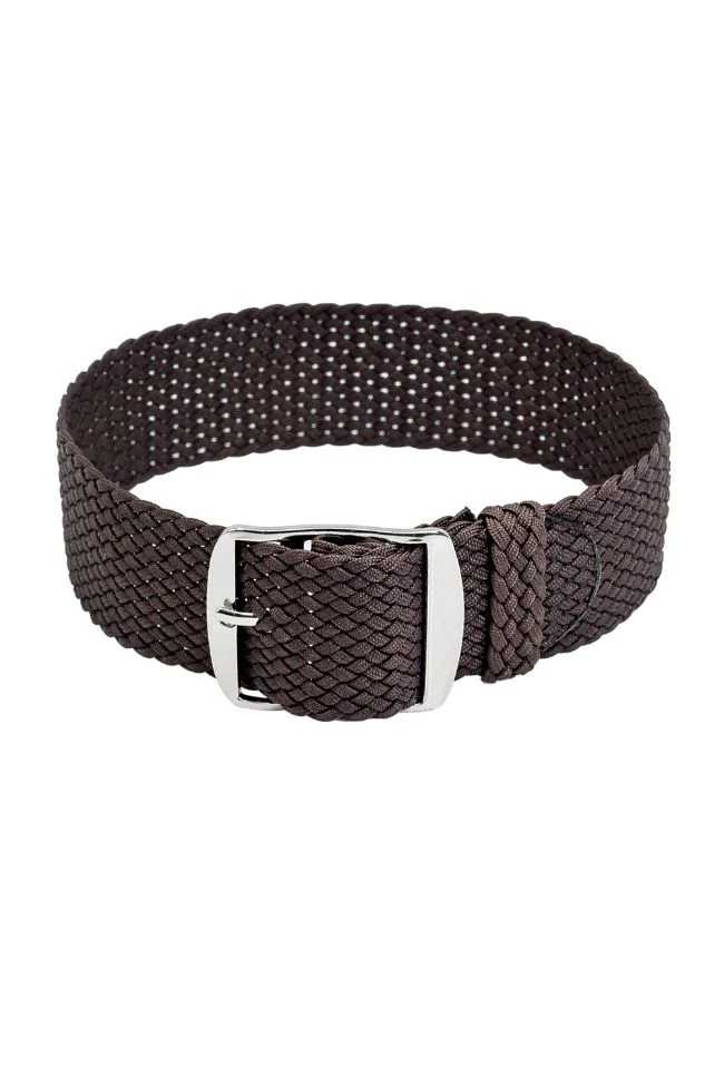PERLON Braided One Piece Watch Strap & Buckle in BROWN - Image 4