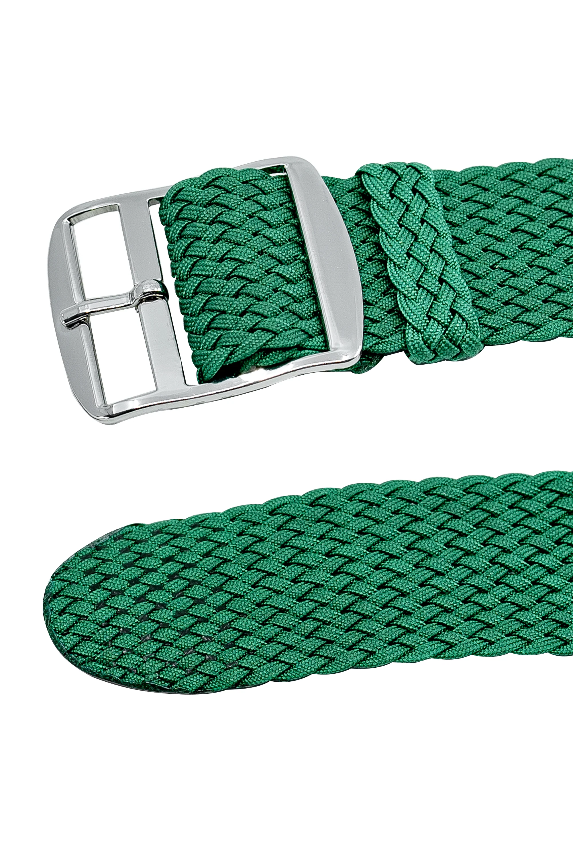 PERLON Braided One Piece Watch Strap & Buckle in GREEN - Image 3