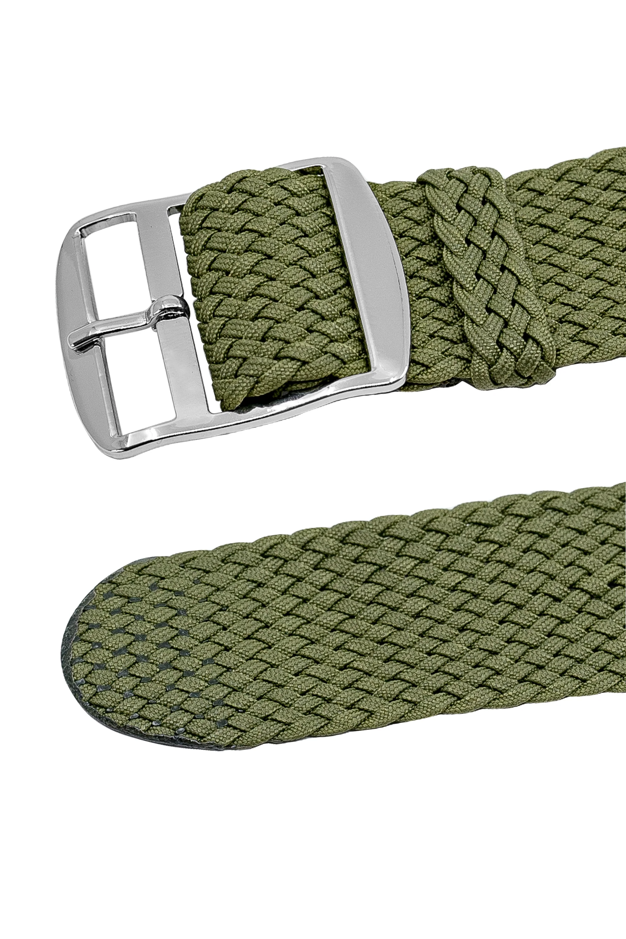 PERLON Braided One Piece Watch Strap & Buckle in MILITARY GREEN - Image 4