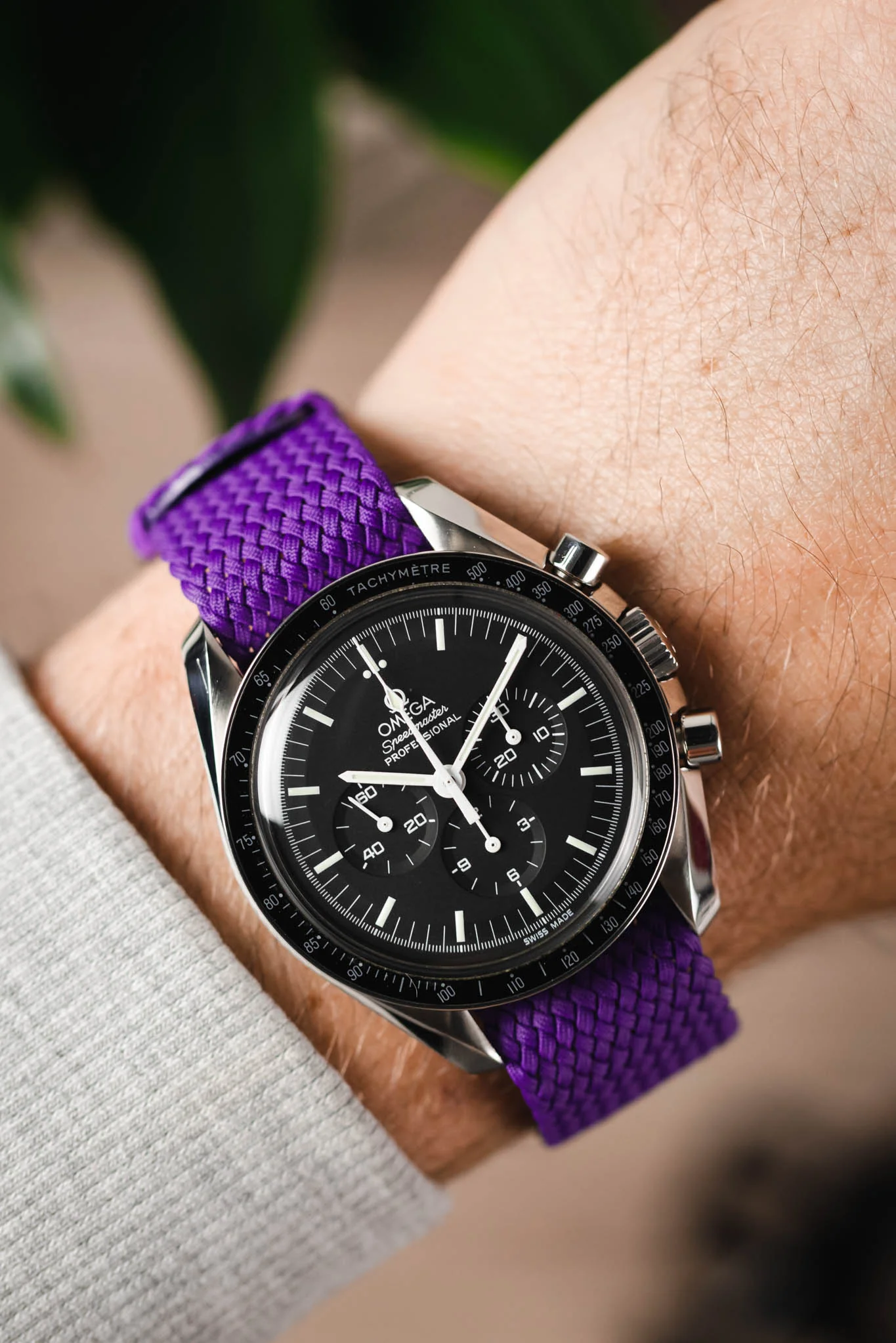 PERLON Braided Nylon One Piece Watch Strap & Buckle in VIOLET - Image 5
