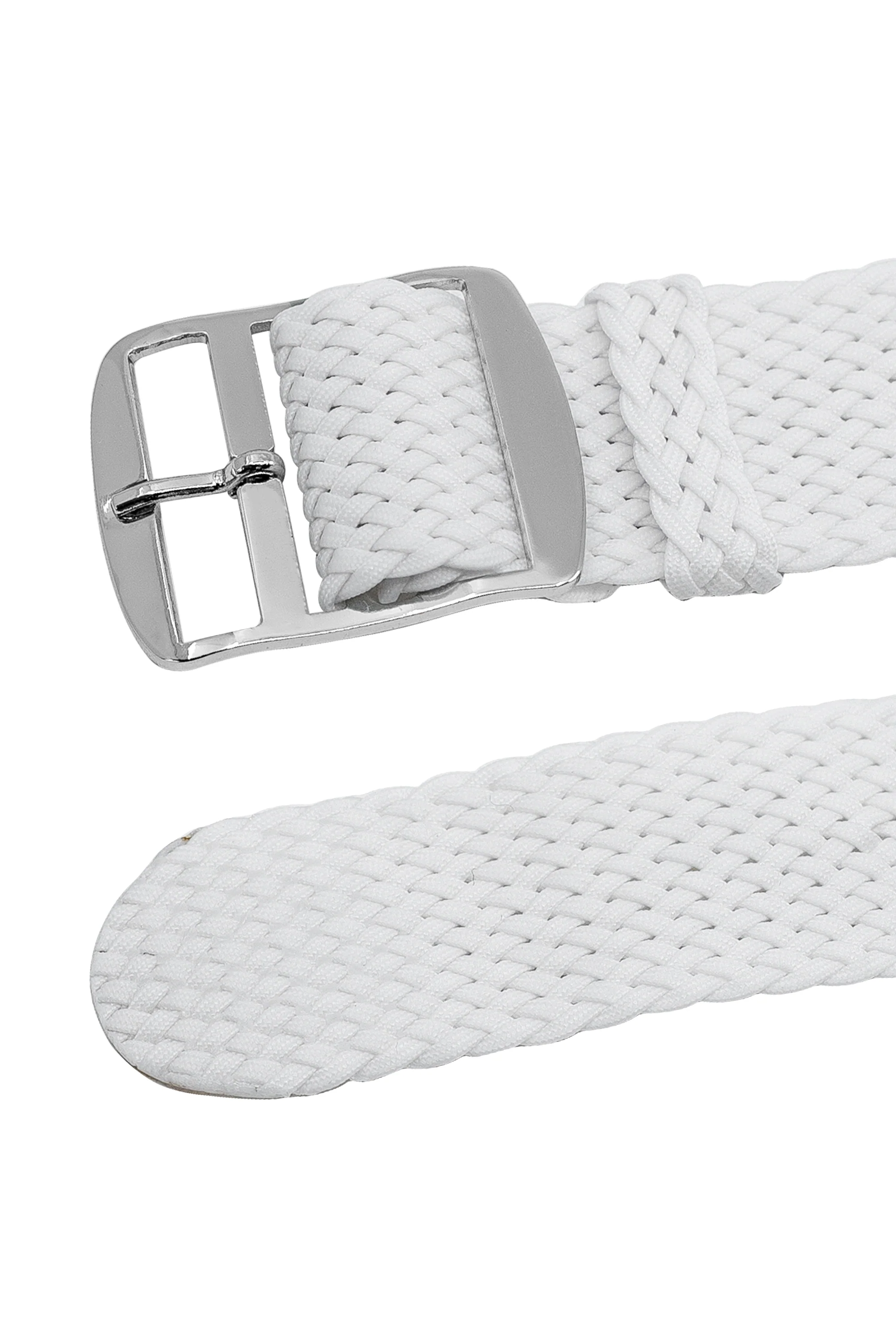 PERLON Braided One Piece Watch Strap & Buckle in WHITE - Image 3