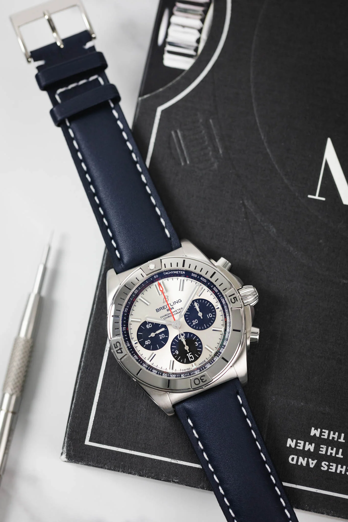 Polaris Padded Baranil Watch Strap in Navy Blue - Image 8