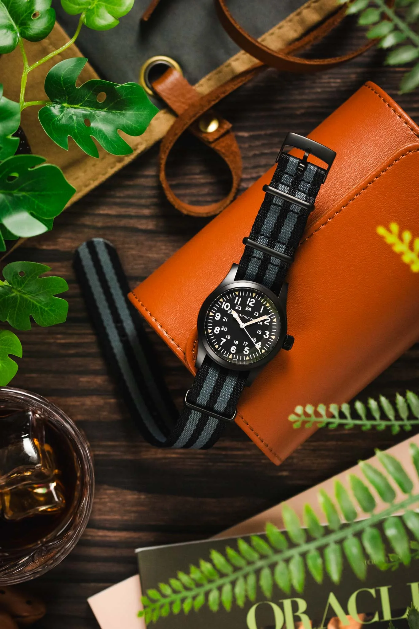 Premium Nylon Watch Strap in BLACK & GREY with Black PVD Hardware - Image 6