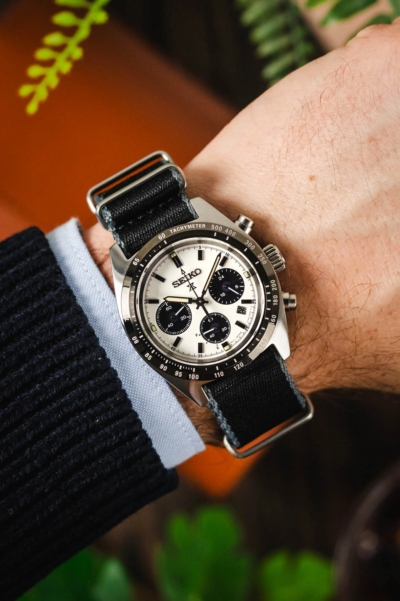Premium Nylon Watch Strap in Black with Grey Edges - Image 2