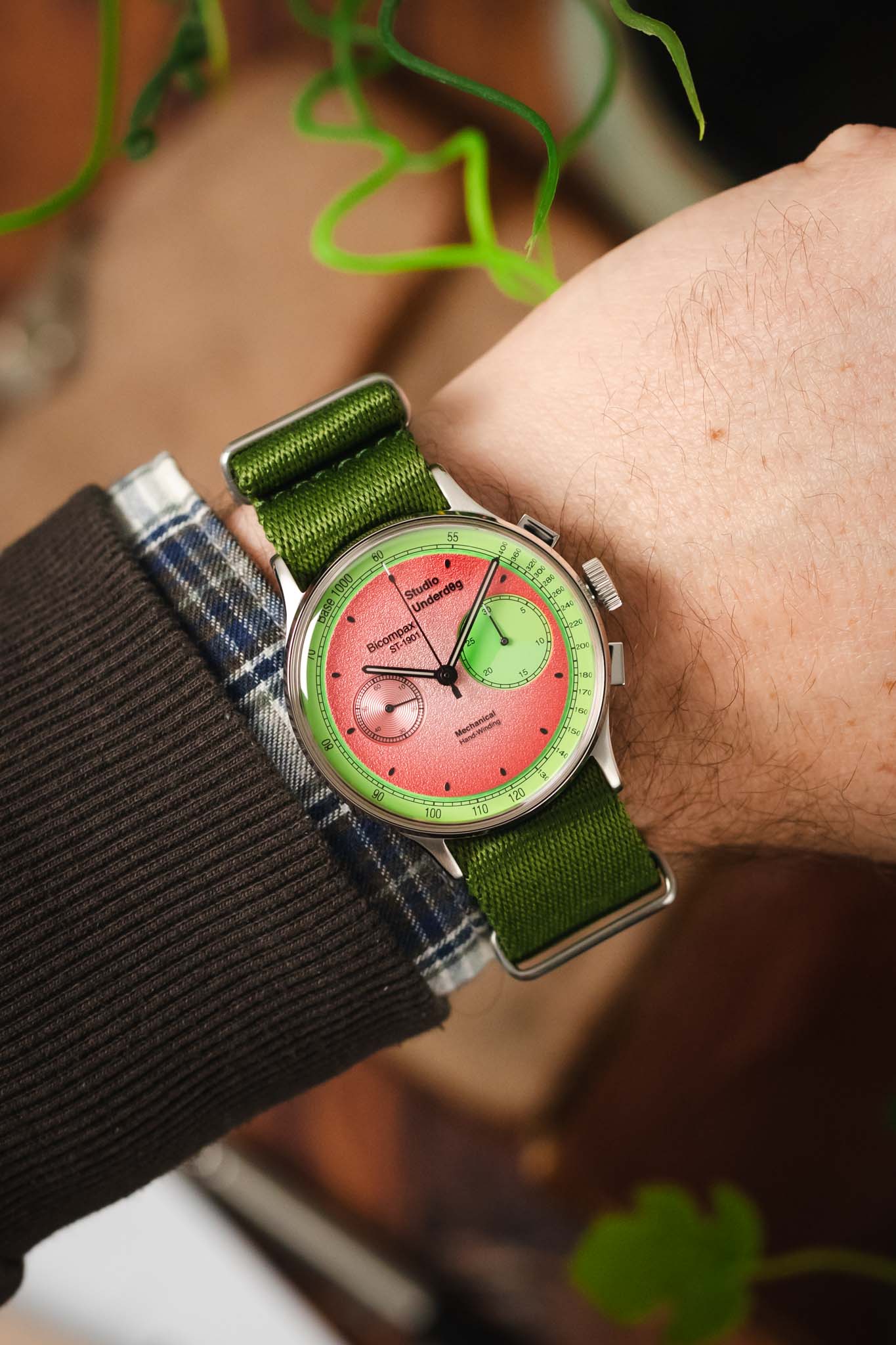 Premium Nylon Watch Strap in GREEN with Brushed Hardware - Image 2