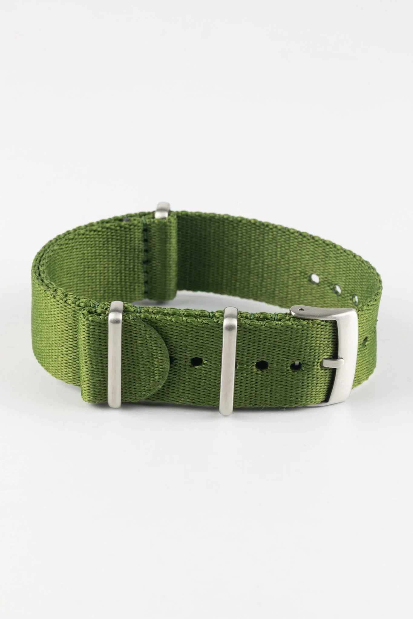 Premium Nylon Watch Strap in GREEN with Brushed Hardware - Image 3