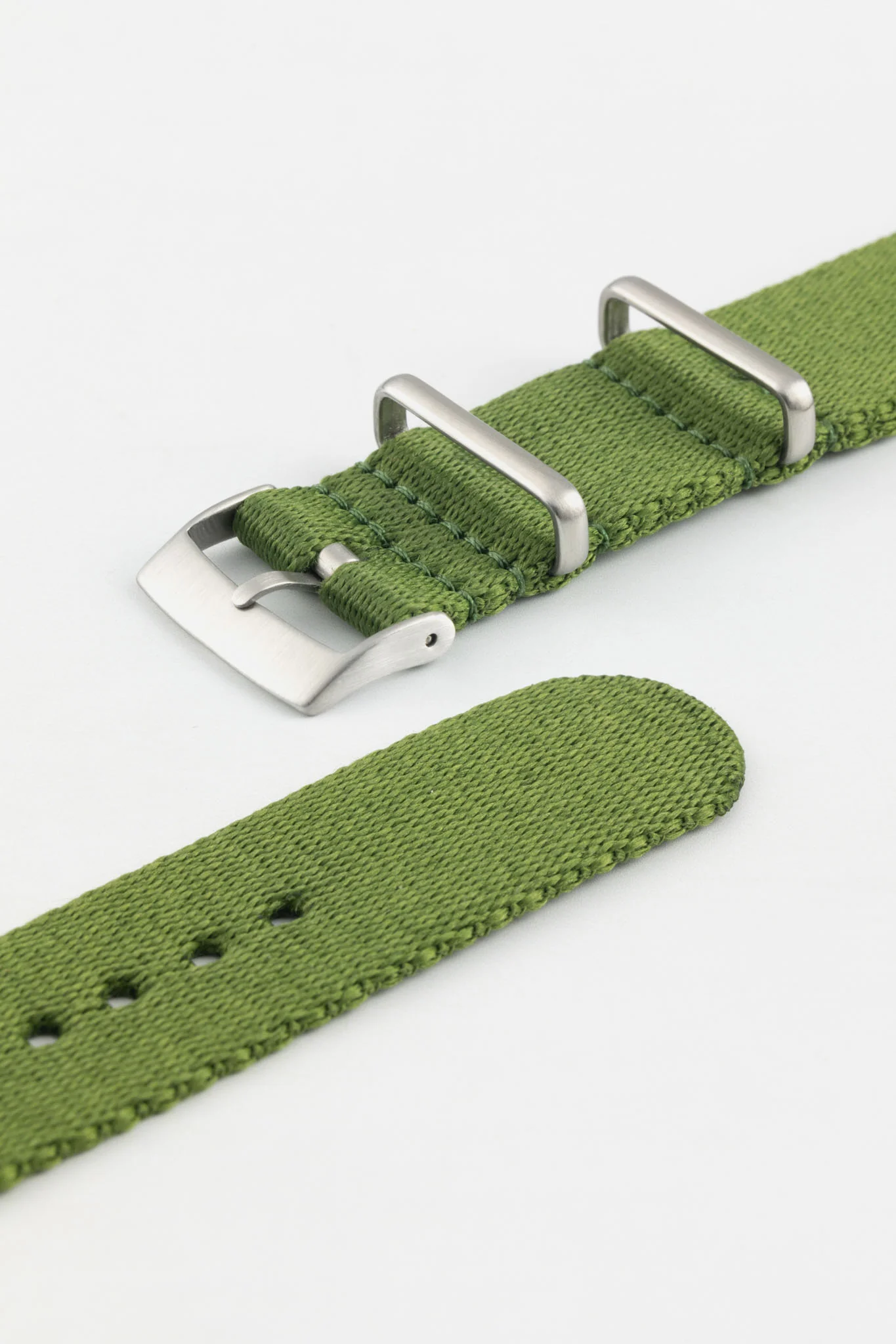 Premium Nylon Watch Strap in GREEN with Brushed Hardware - Image 5