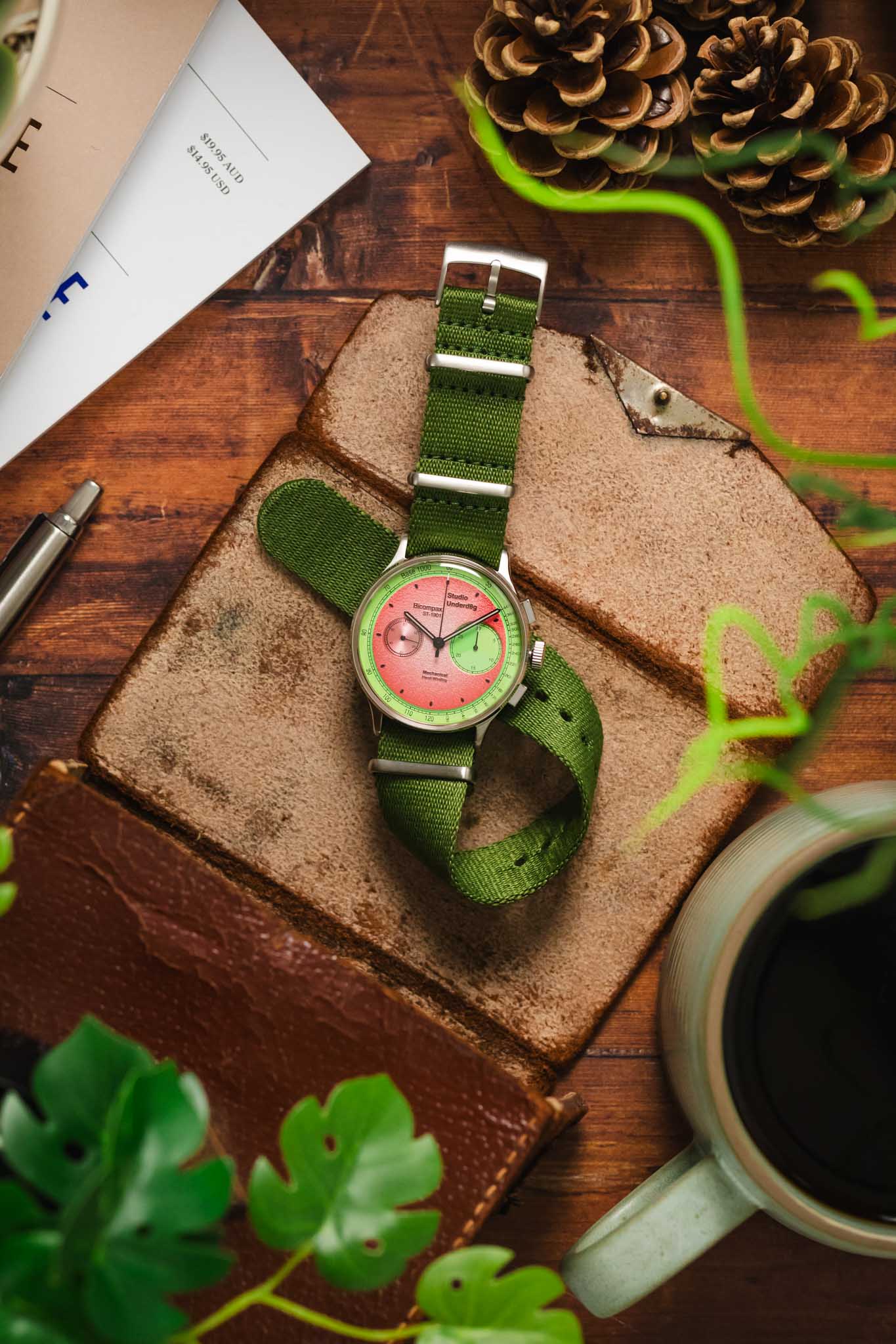 Premium Nylon Watch Strap in GREEN with Brushed Hardware - Image 6