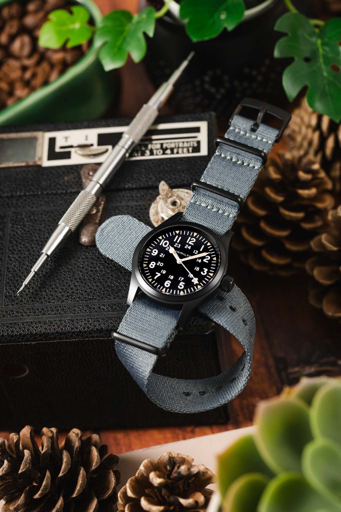 Premium Nylon Watch Strap in GREY with Black PVD Hardware - Image 4