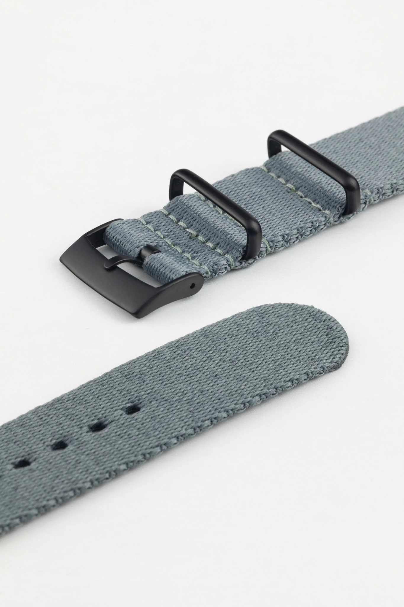 Premium Nylon Watch Strap in GREY with Black PVD Hardware - Image 5