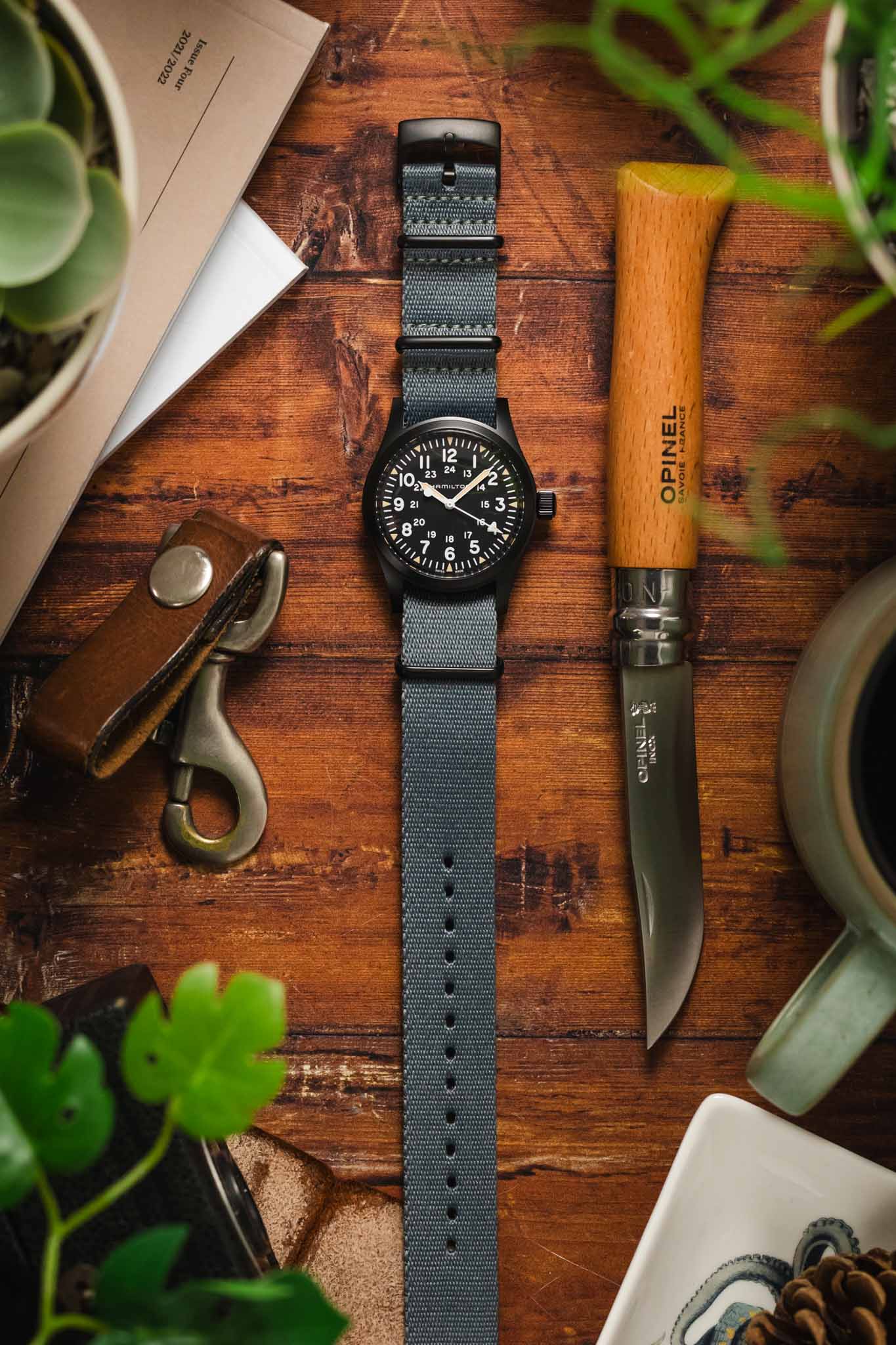 Premium Nylon Watch Strap in GREY with Black PVD Hardware - Image 6