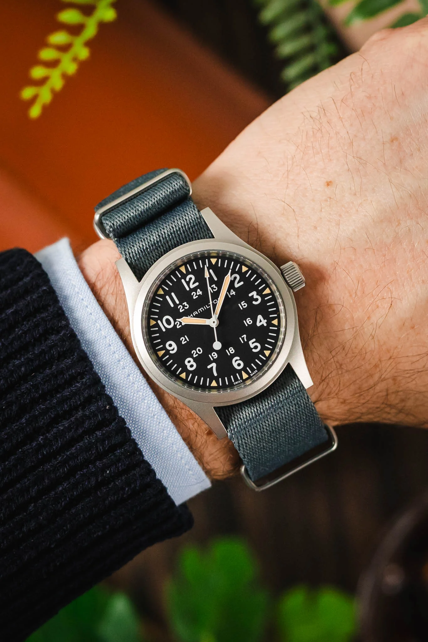 Premium Nylon Watch Strap in GREY with Brushed Hardware - Image 2