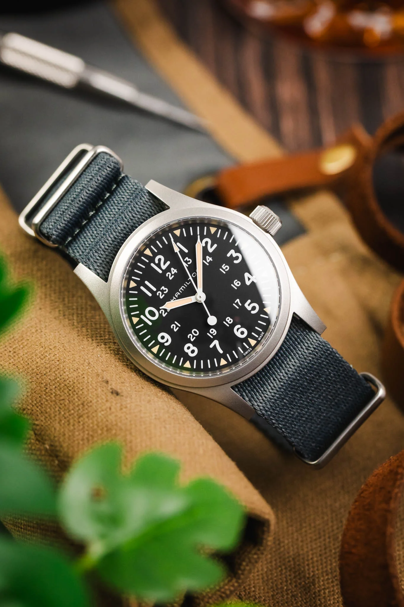 Premium Nylon Watch Strap in GREY with Brushed Hardware - Image 4