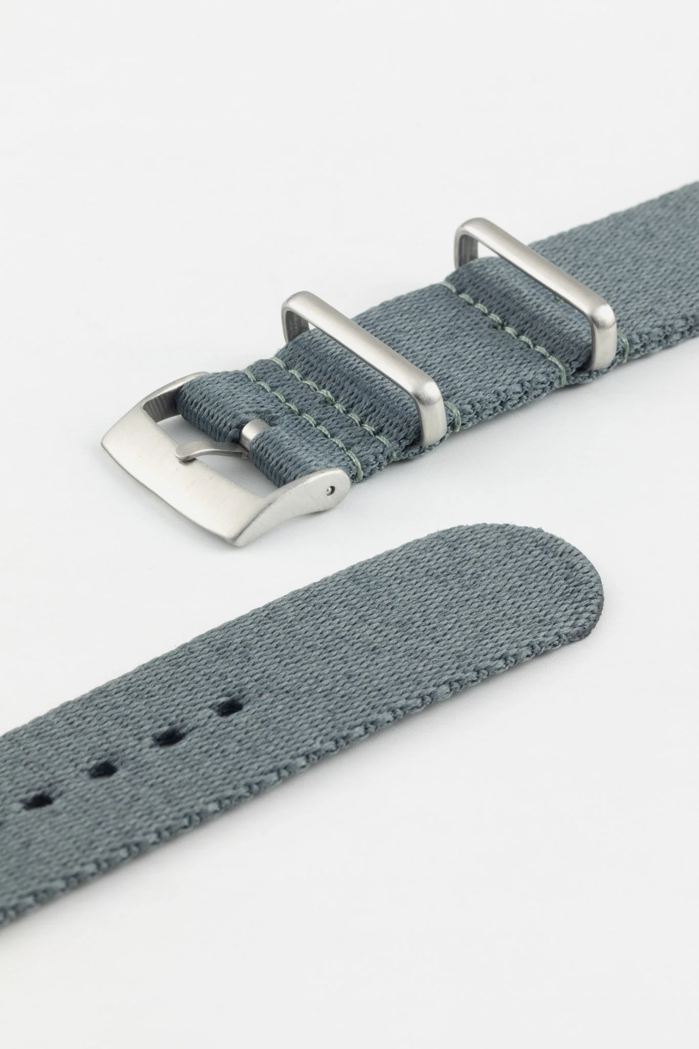 Premium Nylon Watch Strap in GREY with Brushed Hardware - Image 5