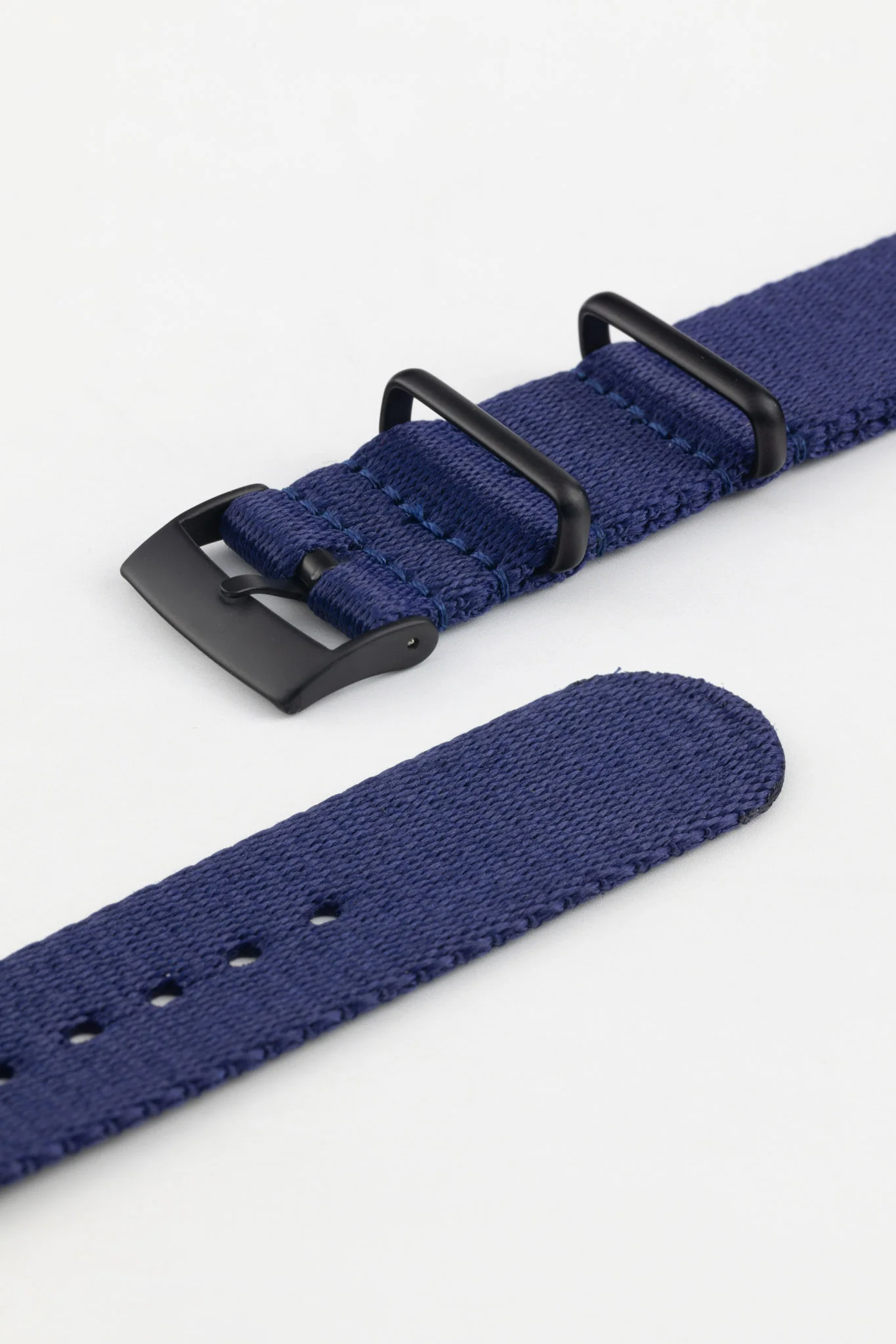 Premium Nylon Watch Strap in NAVY BLUE with Black PVD Hardware - Image 5