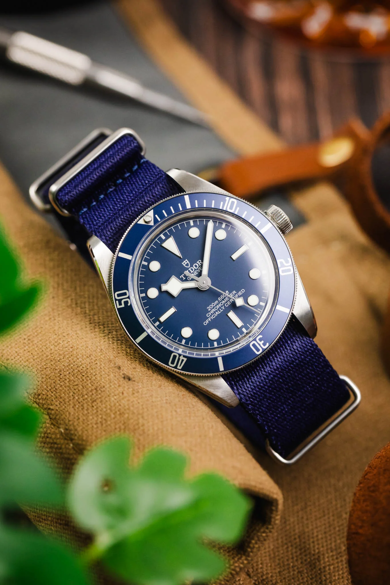 Premium Nylon Watch Strap in NAVY BLUE with Brushed Hardware - Image 4