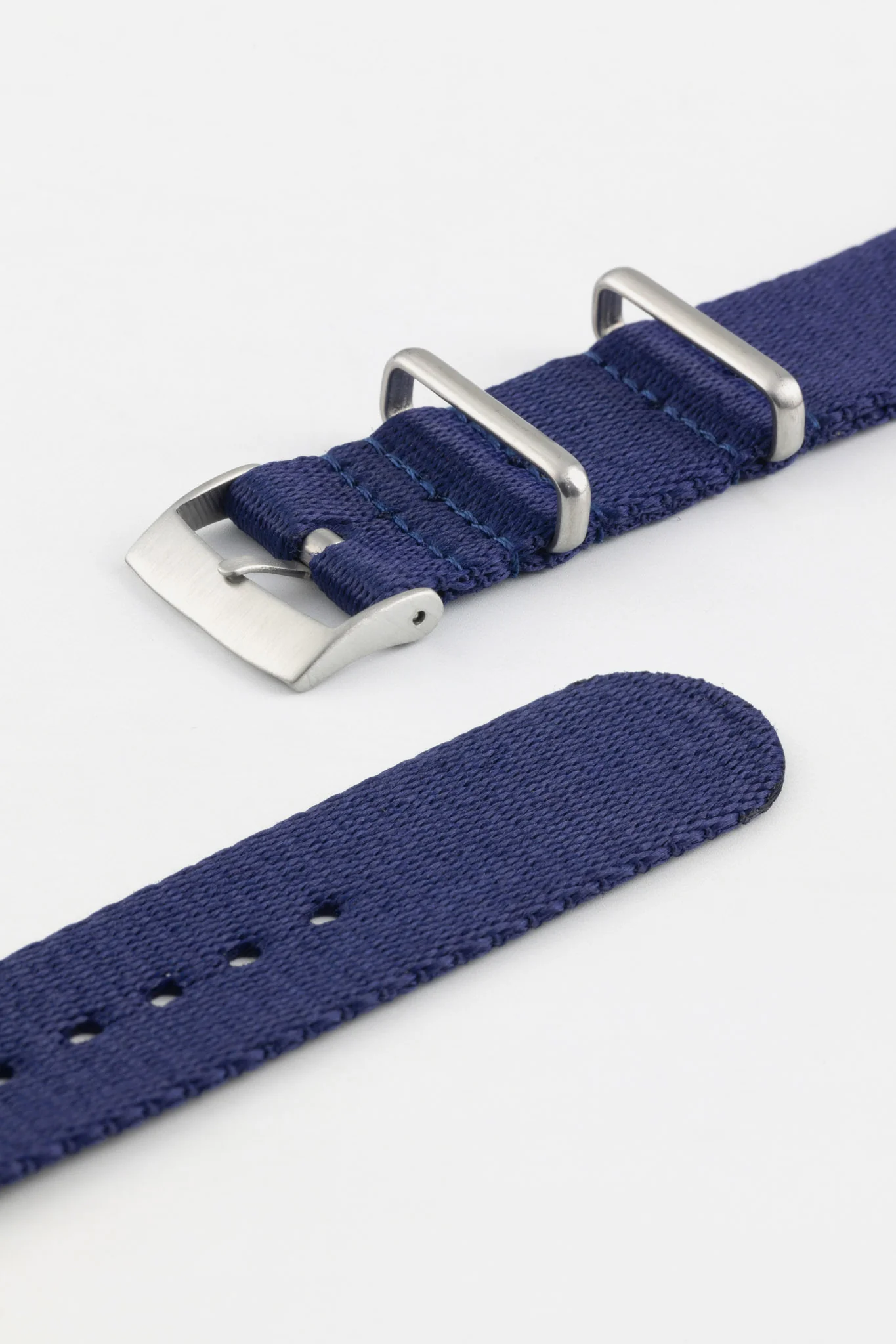 Premium Nylon Watch Strap in NAVY BLUE with Brushed Hardware - Image 5