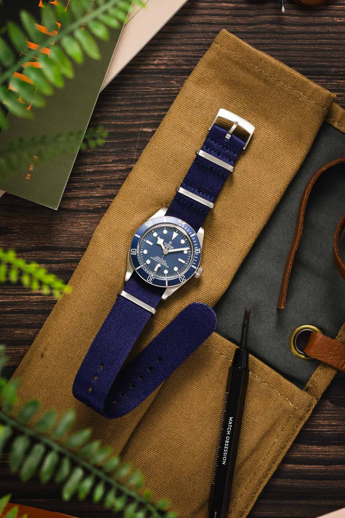 Premium Nylon Watch Strap in NAVY BLUE with Brushed Hardware - Image 6