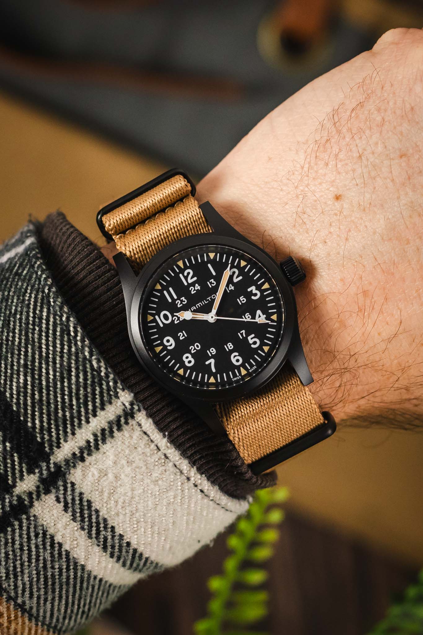Premium Nylon Watch Strap in SAND with Black PVD Hardware - Image 2