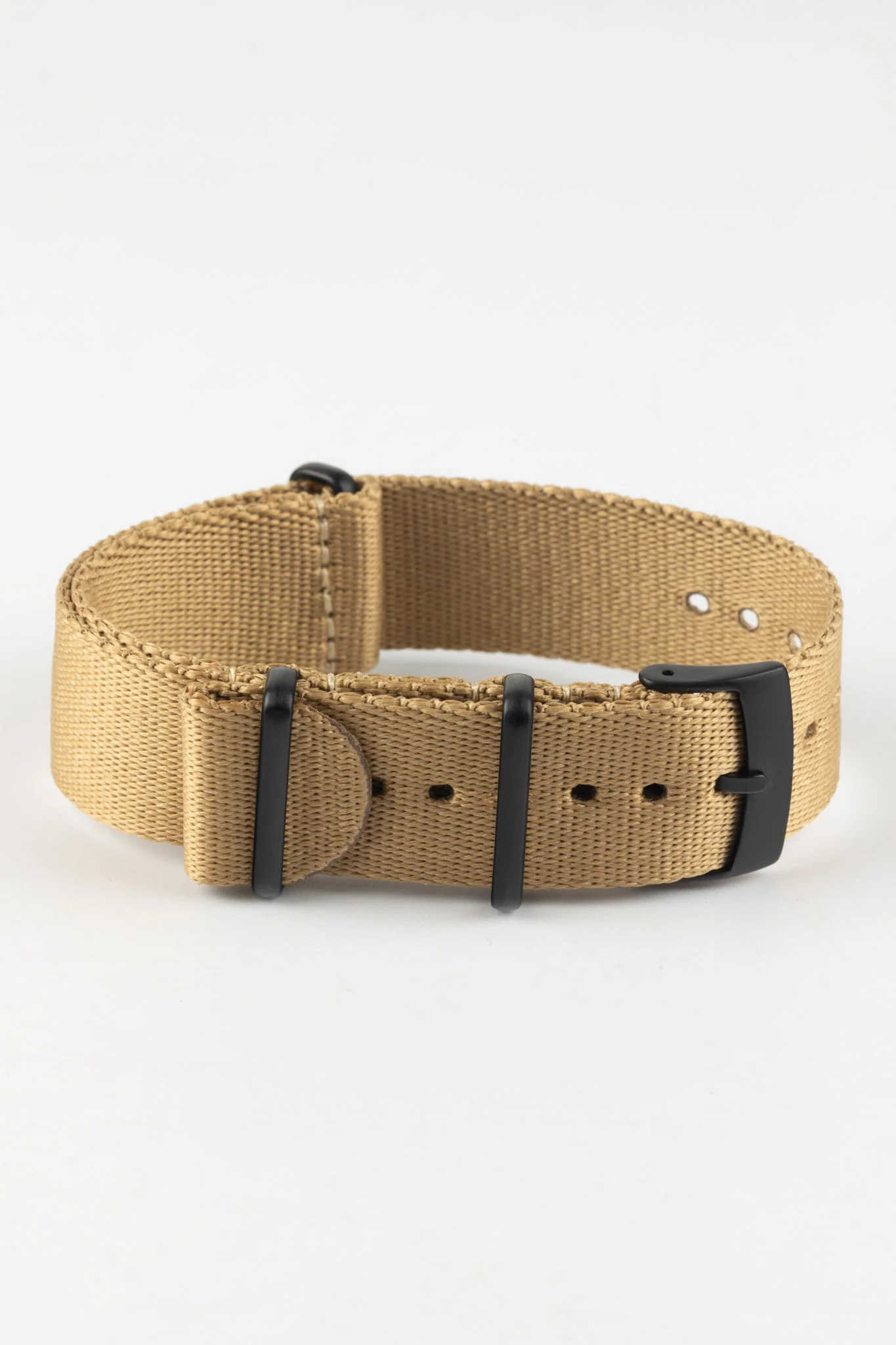 Premium Nylon Watch Strap in SAND with Black PVD Hardware - Image 3