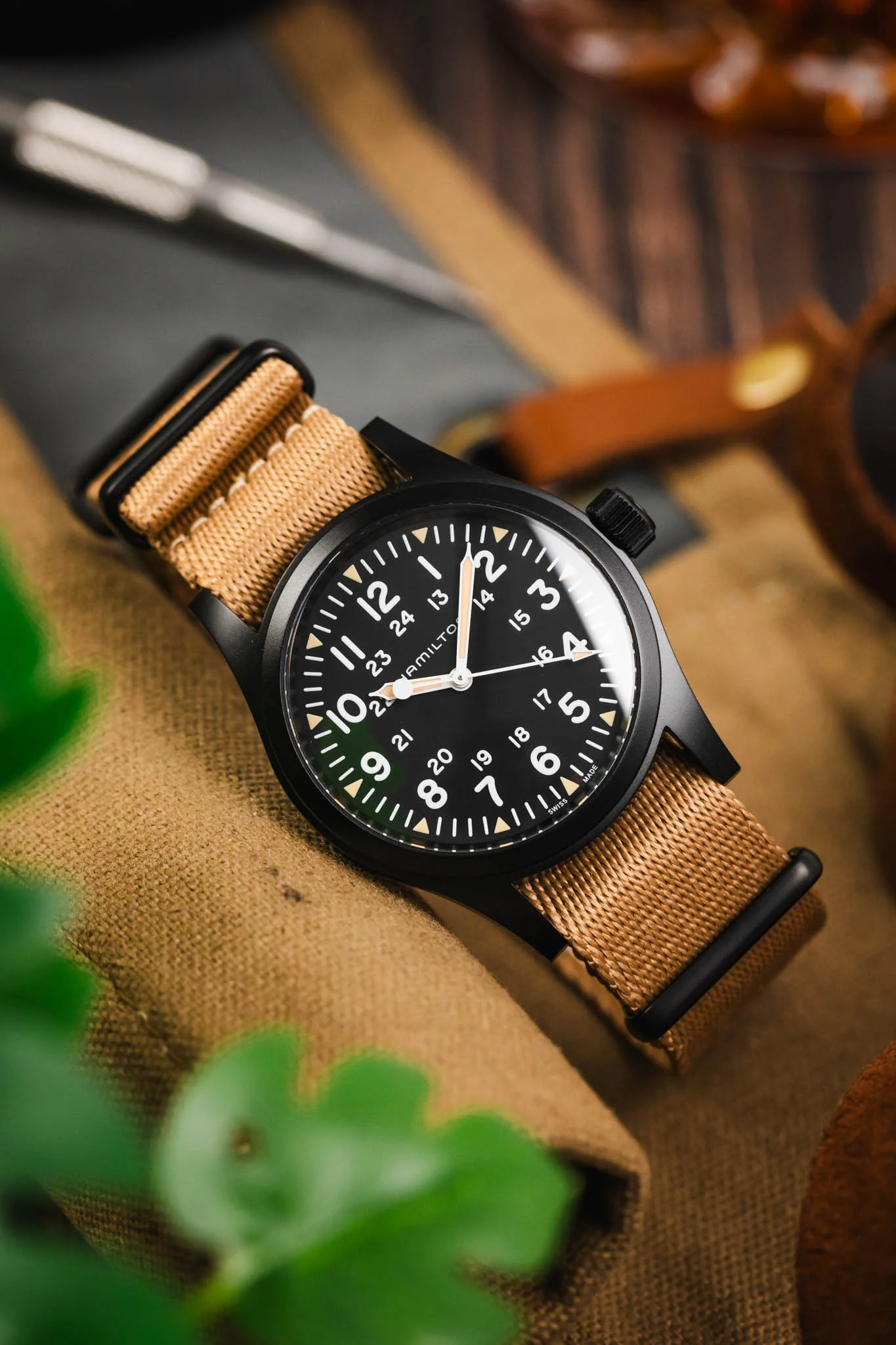 Premium Nylon Watch Strap in SAND with Black PVD Hardware - Image 4