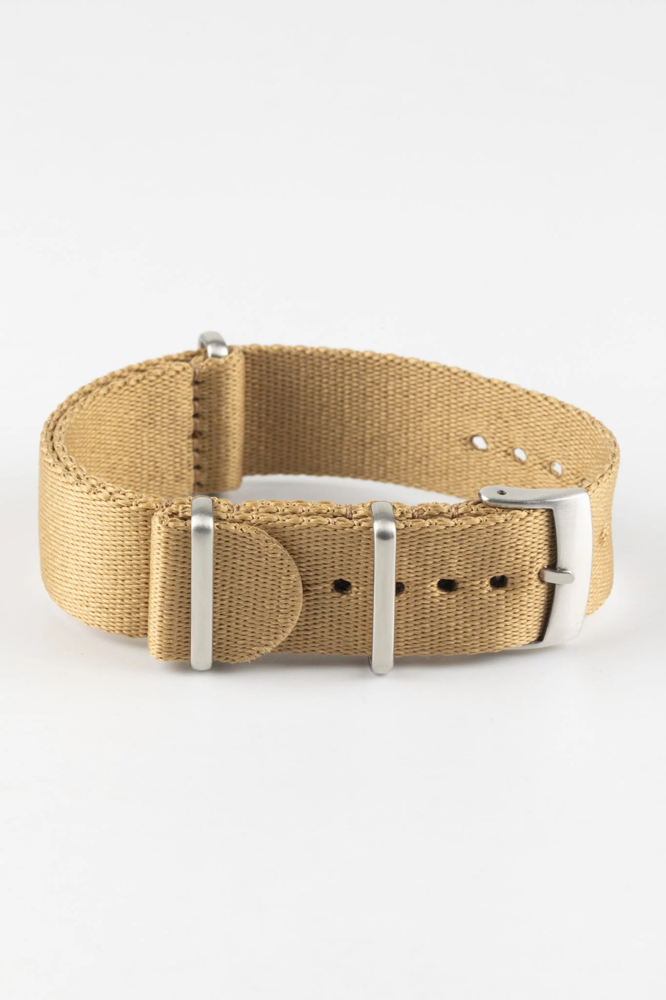 Premium Nylon Watch Strap in SAND with Brushed Hardware - Image 3