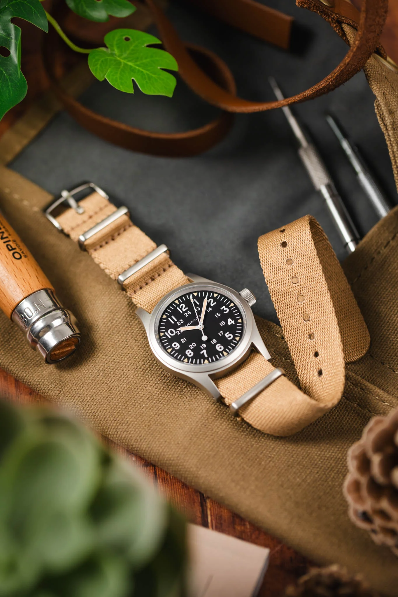 Premium Nylon Watch Strap in SAND with Brushed Hardware - Image 4