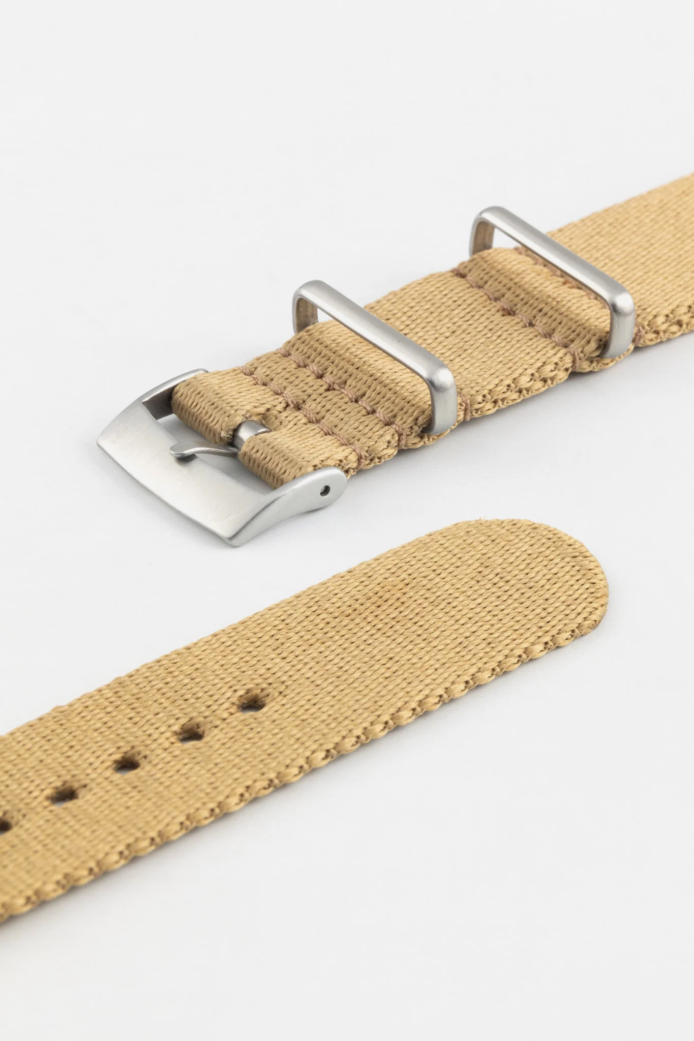 Premium Nylon Watch Strap in SAND with Brushed Hardware - Image 5