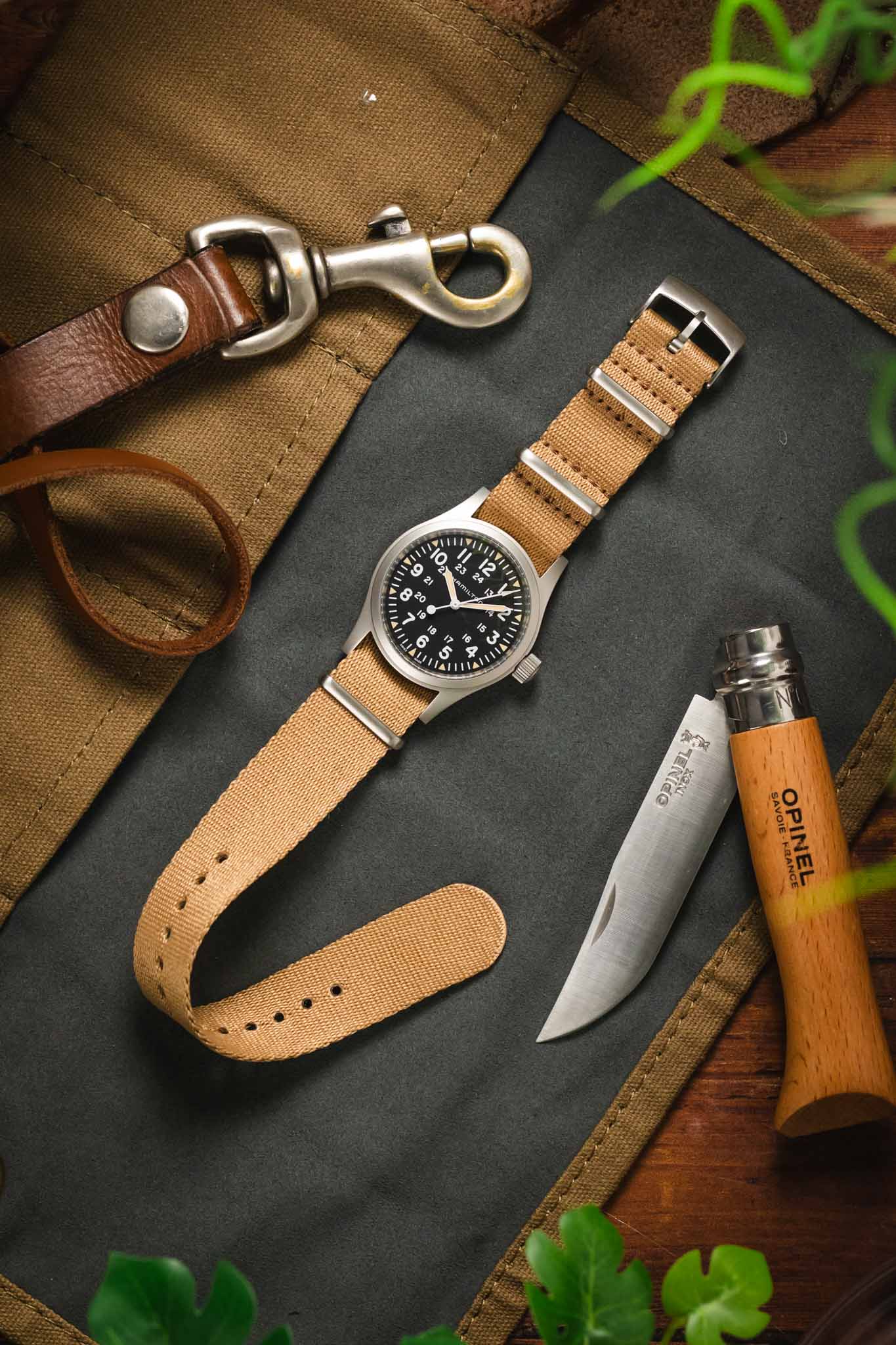 Premium Nylon Watch Strap in SAND with Brushed Hardware - Image 6