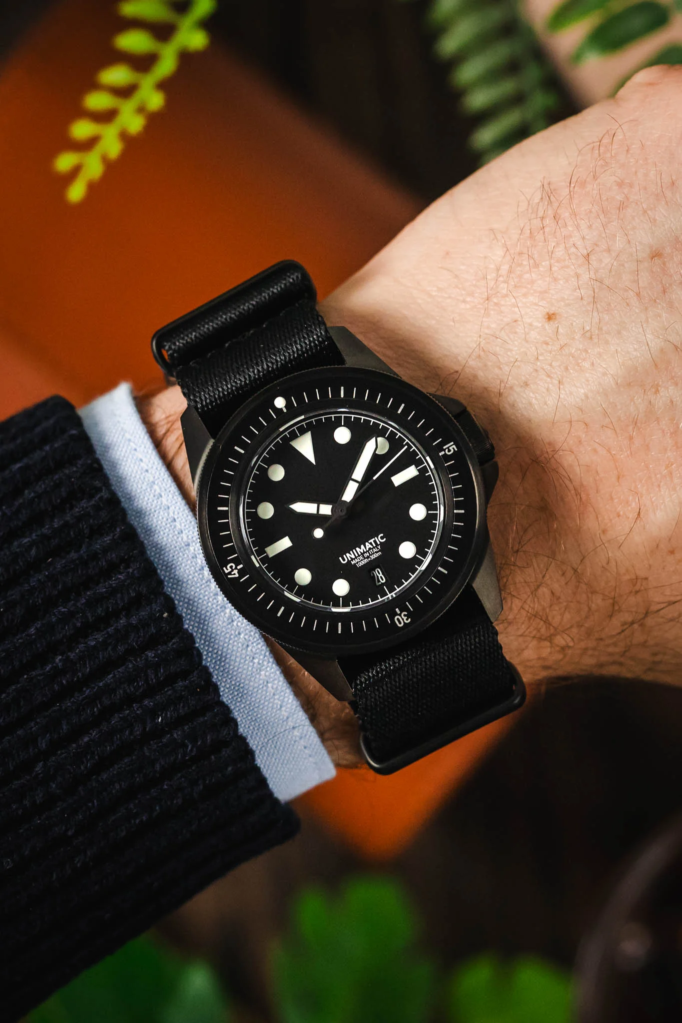 Premium Nylon Watch Strap in SOLID BLACK with Black PVD Hardware - Image 2