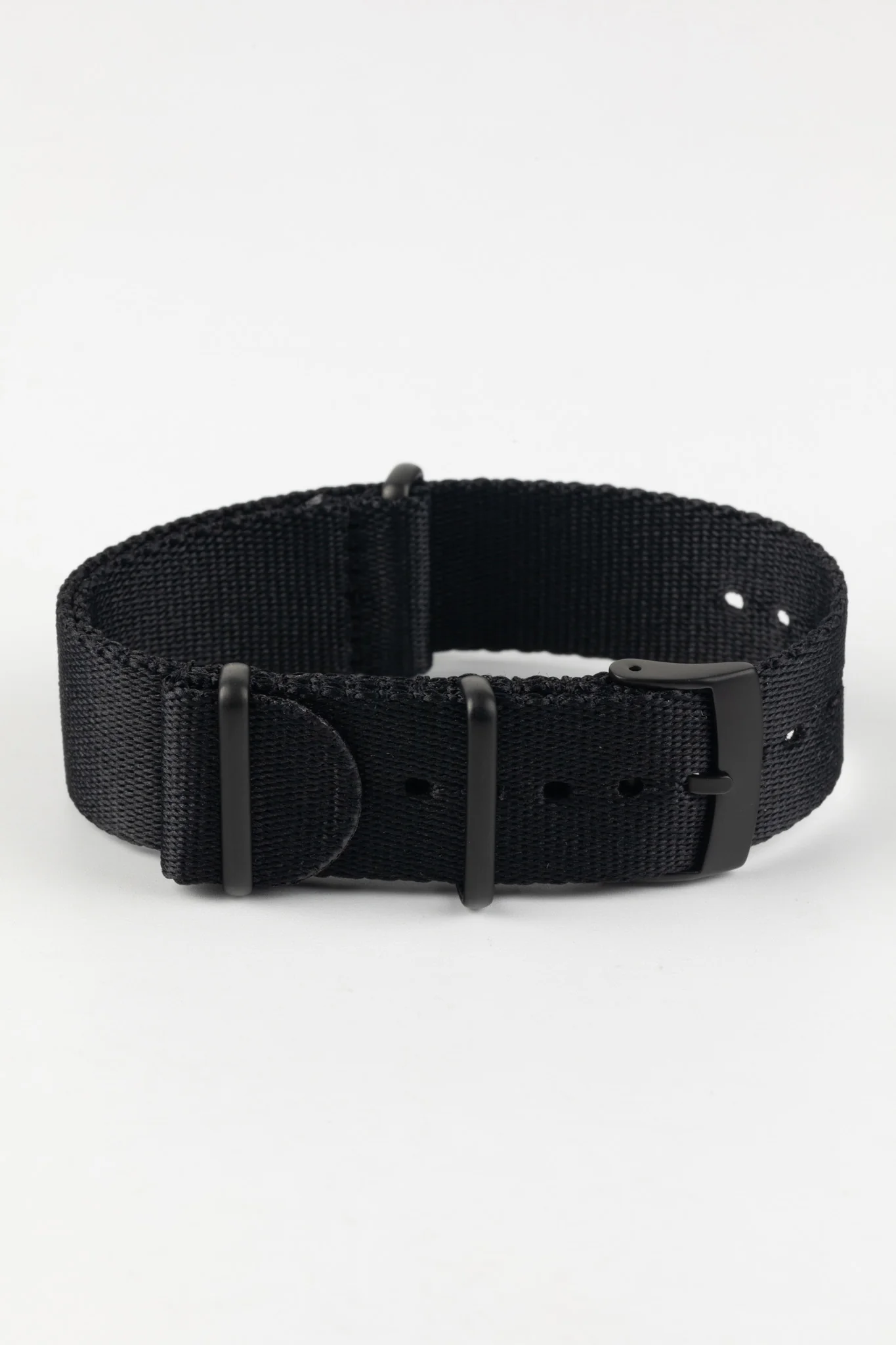 Premium Nylon Watch Strap in SOLID BLACK with Black PVD Hardware - Image 3
