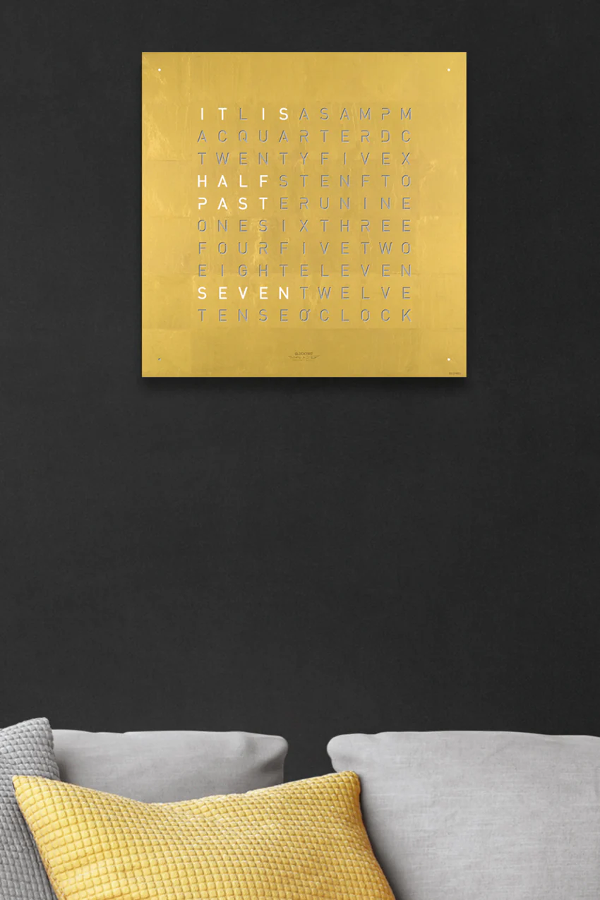 QLOCKTWO Creator's Edition Wall Clock with GOLD Stainless Steel Faceplate - Image 3