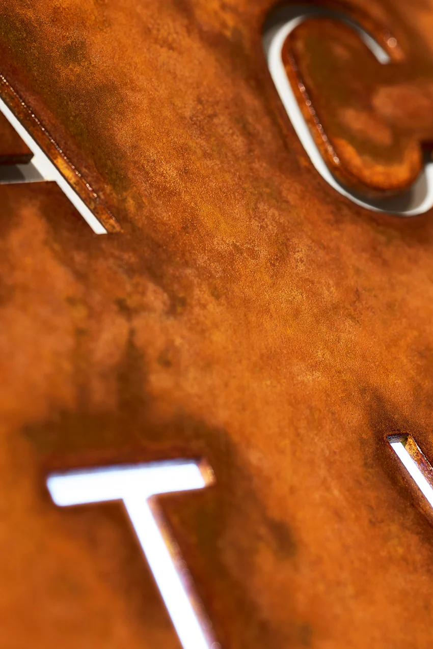 QLOCKTWO Creator's Edition Wall Clock with RUST Steel Faceplate - Image 3